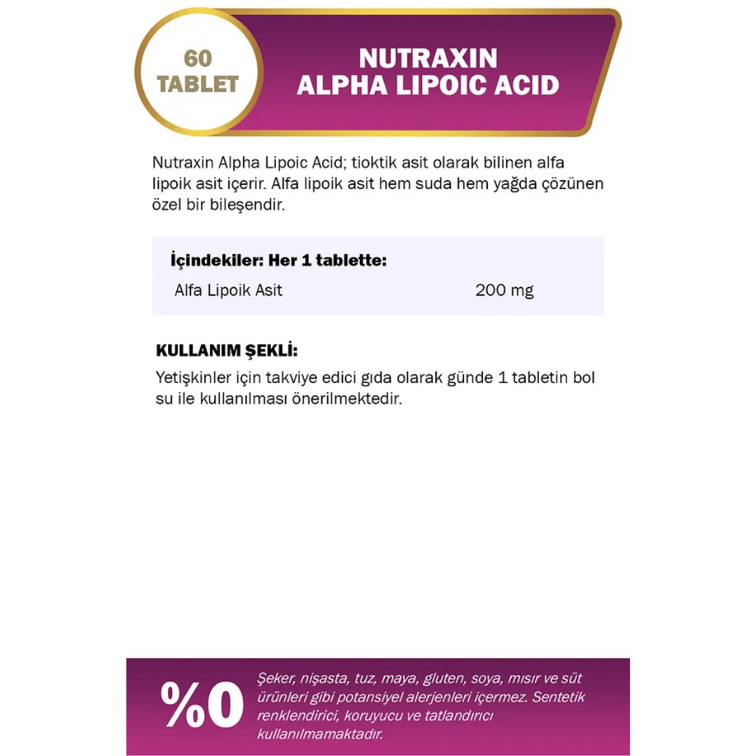 Nutraxin Alpha Lipoic Acid 60 Tablet - Nutraxin