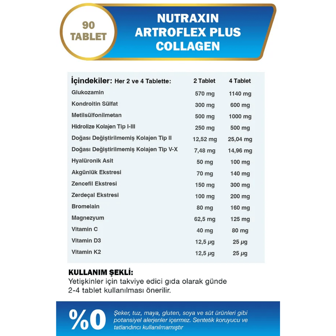 Nutraxin Artroflex Plus Collagen 90 Tablet - Nutraxin