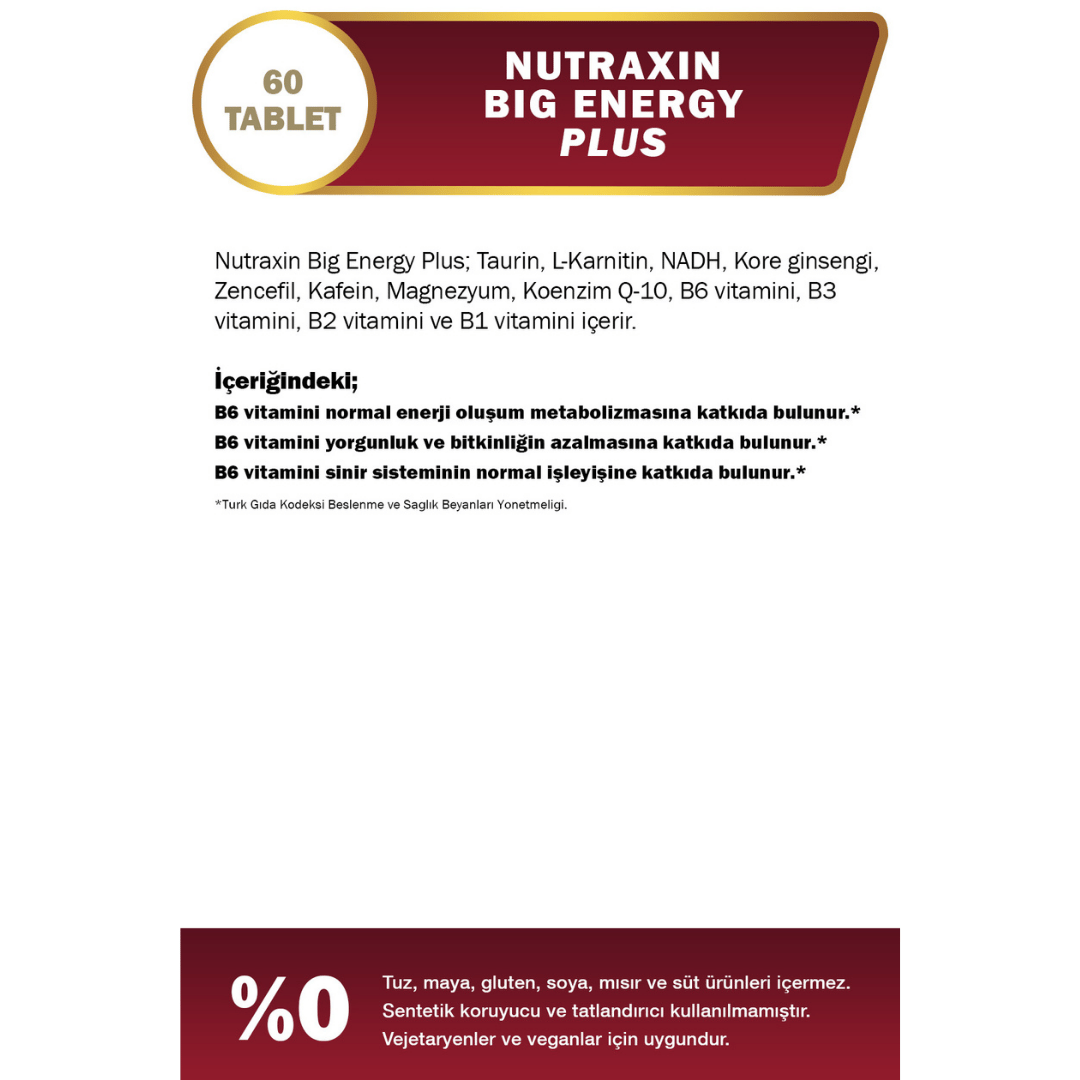 Nutraxin Big Energy Plus 60 Tablet - Nutraxin