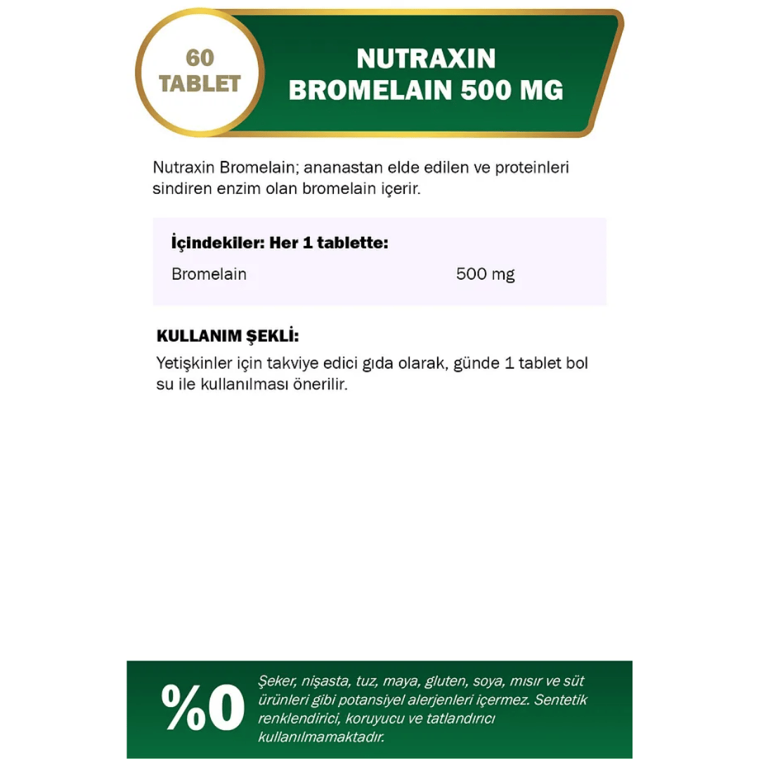 Nutraxin Bromelain 500 mg 60 Tablet - Nutraxin