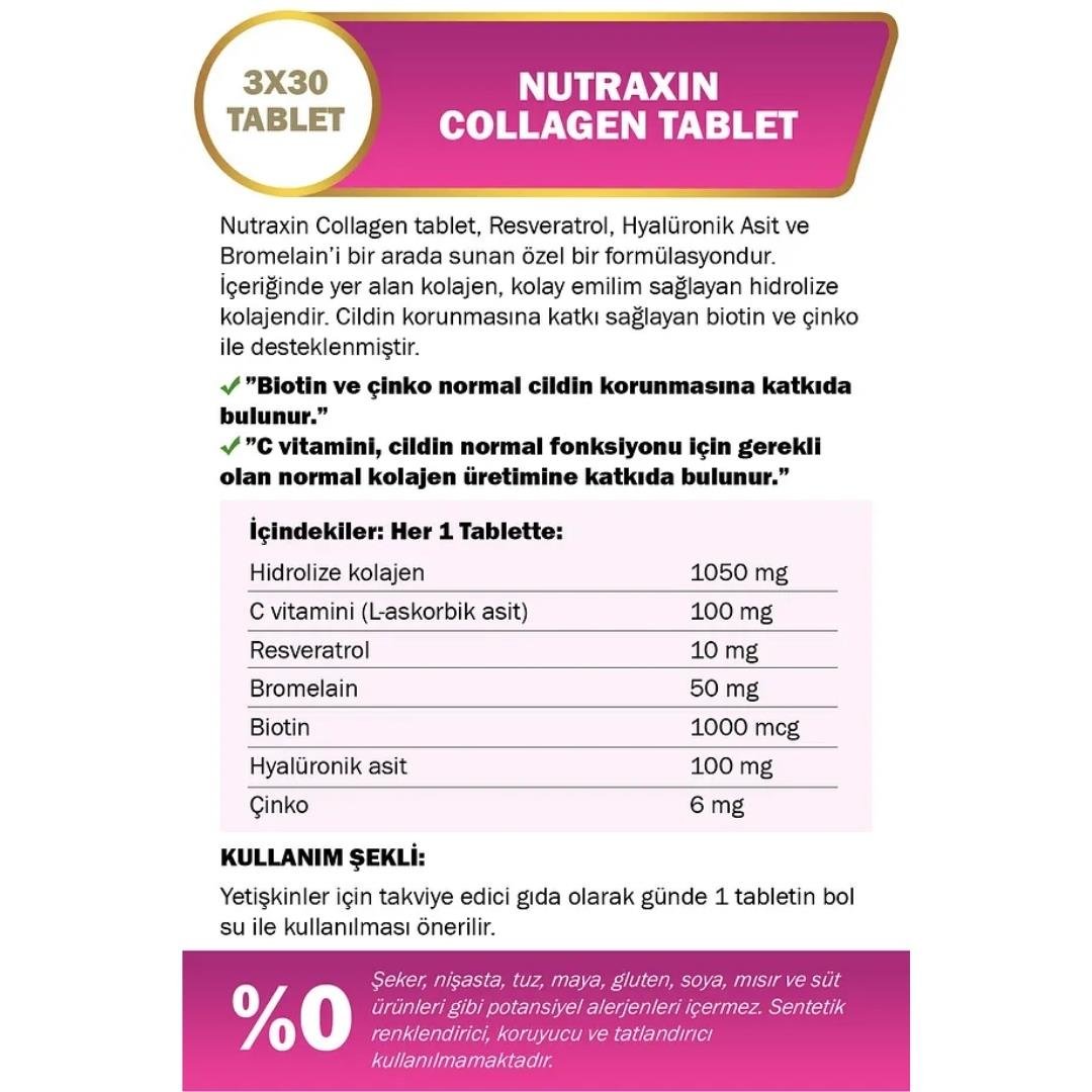 Nutraxin Collagen Beauty Hidrolize Kolajen 3x30 Tablet 3 Al 2 Öde - Nutraxin