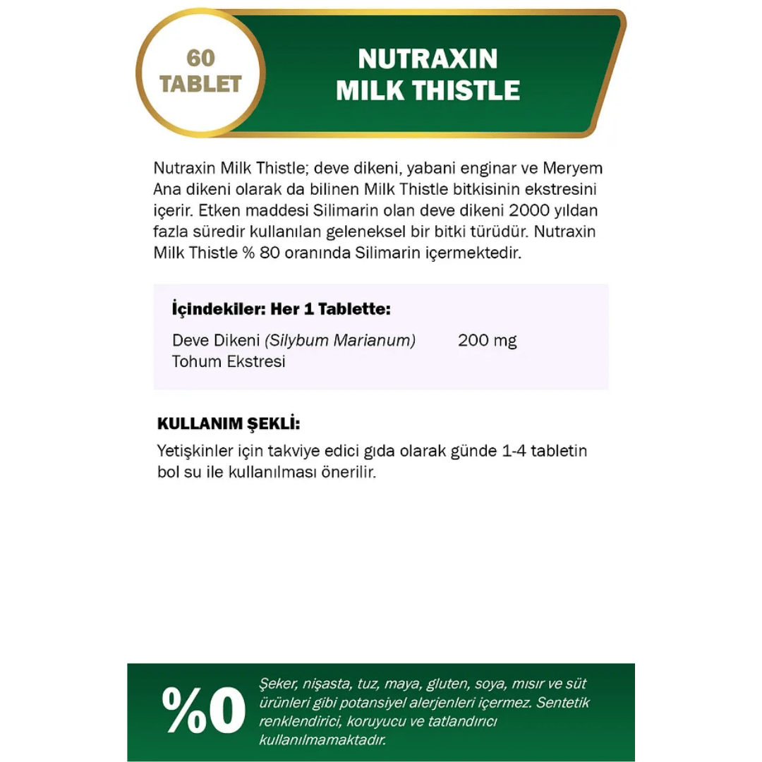 Nutraxin Herbal Milk Thistle 200mg 60 Kapsül - Nutraxin