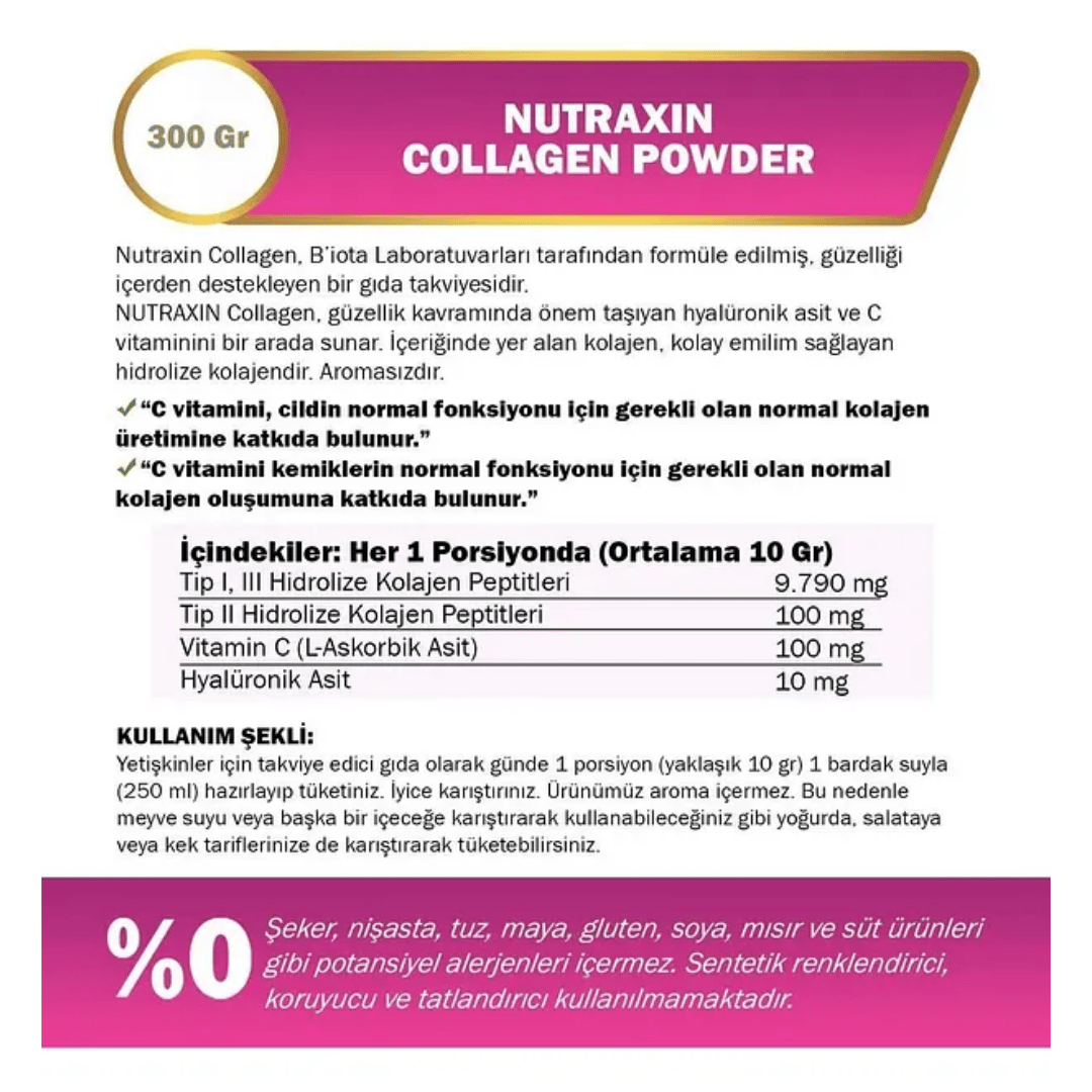 Nutraxin Hidrolize Collagen Powder 300 gr - Nutraxin