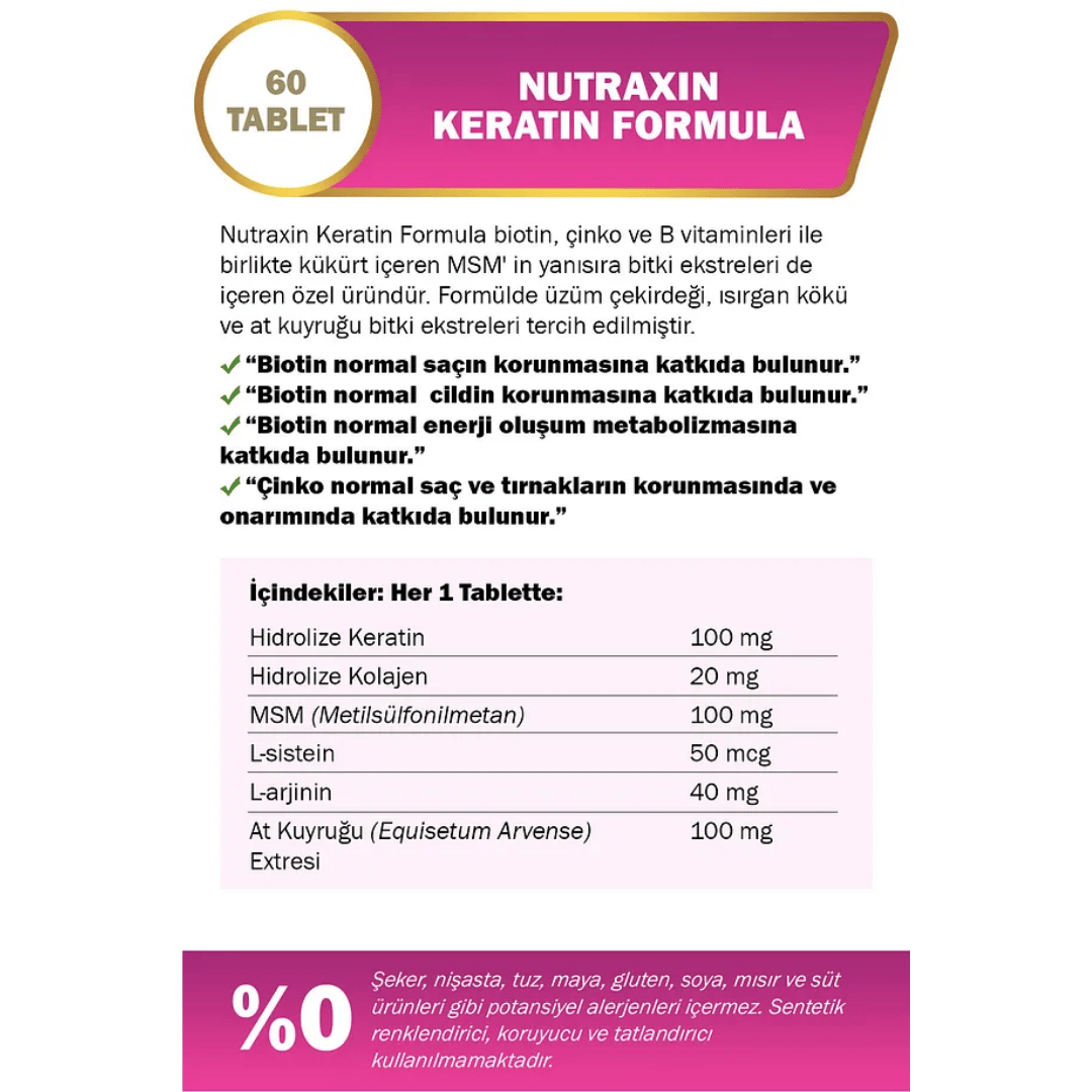 Nutraxin Keratin Formula 60 Tablet - Nutraxin