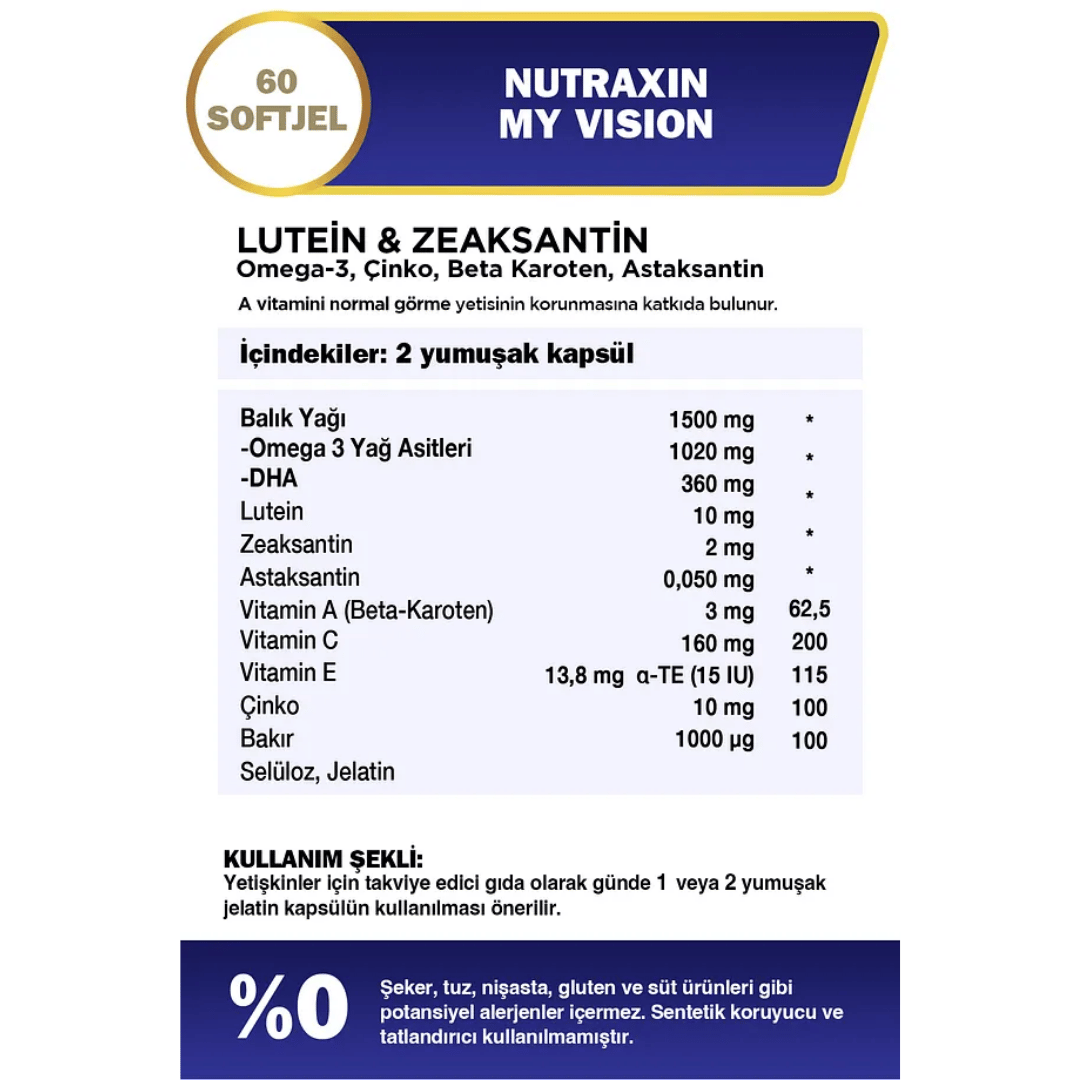 Nutraxin Plus My Vision 60 Kapsül - Nutraxin