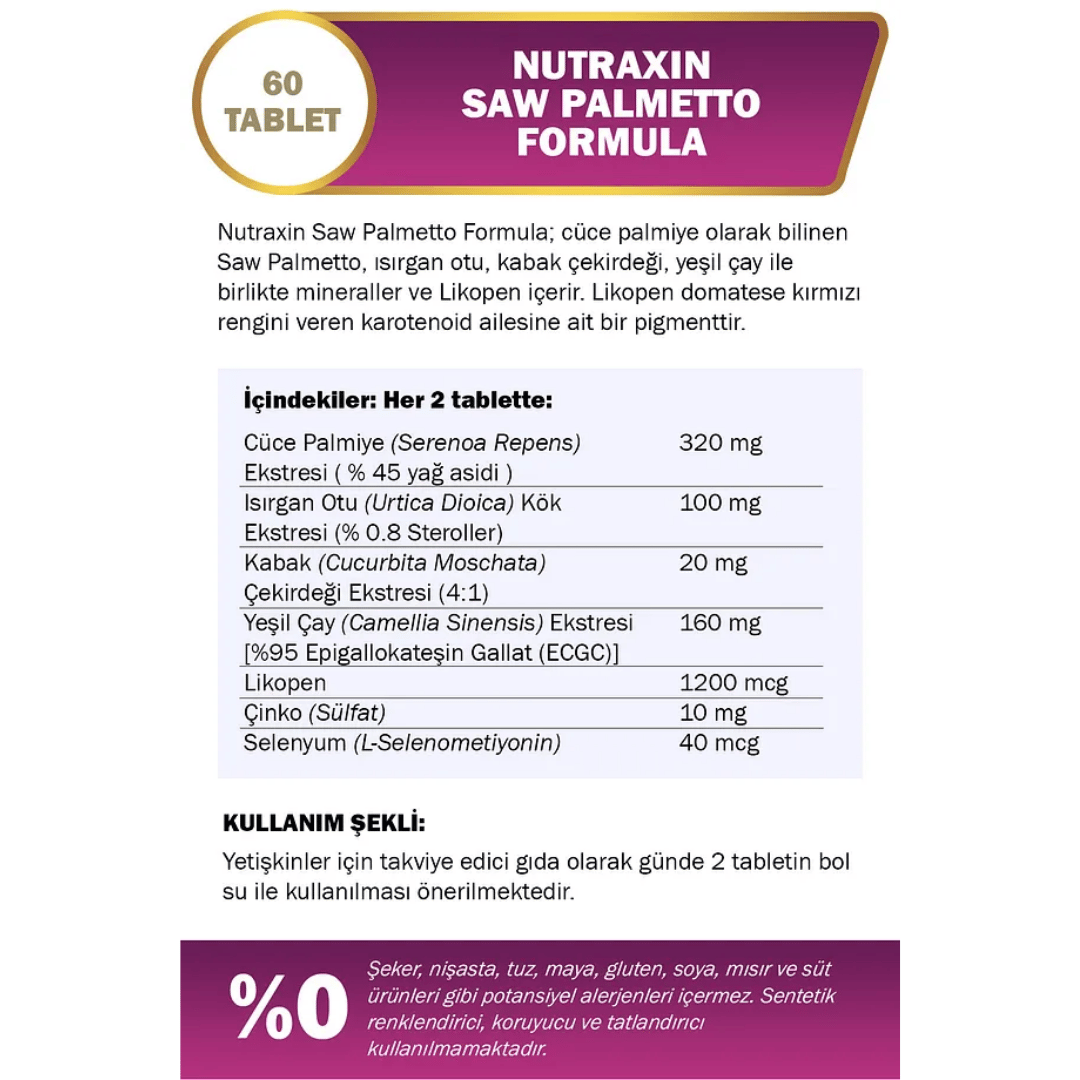 Nutraxin Plus Saw Palmetto Formula 60 Tablet - Nutraxin