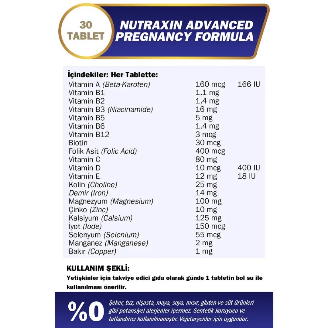 Nutraxin Pregnancy Formula 30 Tablet - Nutraxin