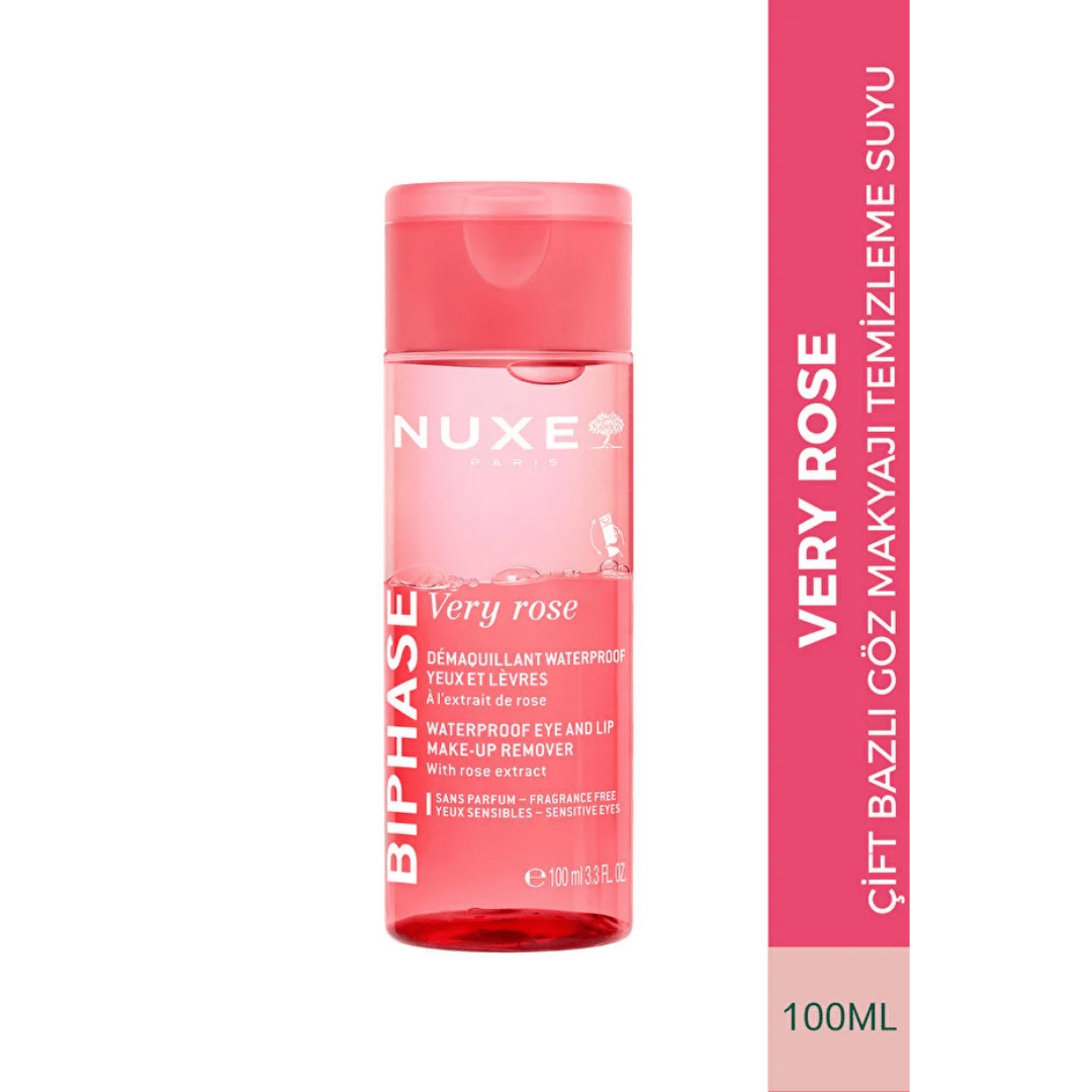 Nuxe Very Rose Gül Özlü Çift Bazlı Göz Makyajı Temizleme Suyu 100 ml - Nuxe