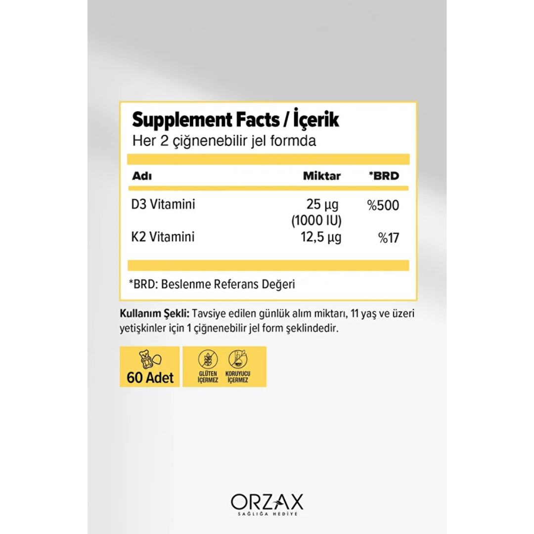 Ocean Gummies D3K2 60 Çiğnenebilir Jel Form - orzax