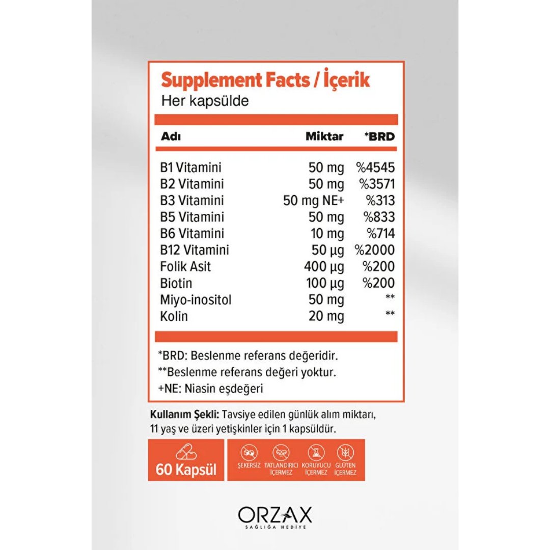 Orzax Ocean B Complex Takviye Edici Gıda 60 Kapsül - Orzax