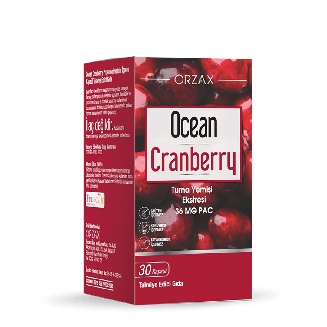 Orzax Ocean Cranberry Turna Yemişi Ekstresi 30 Tablet Takviye Edici Gıda - orzax