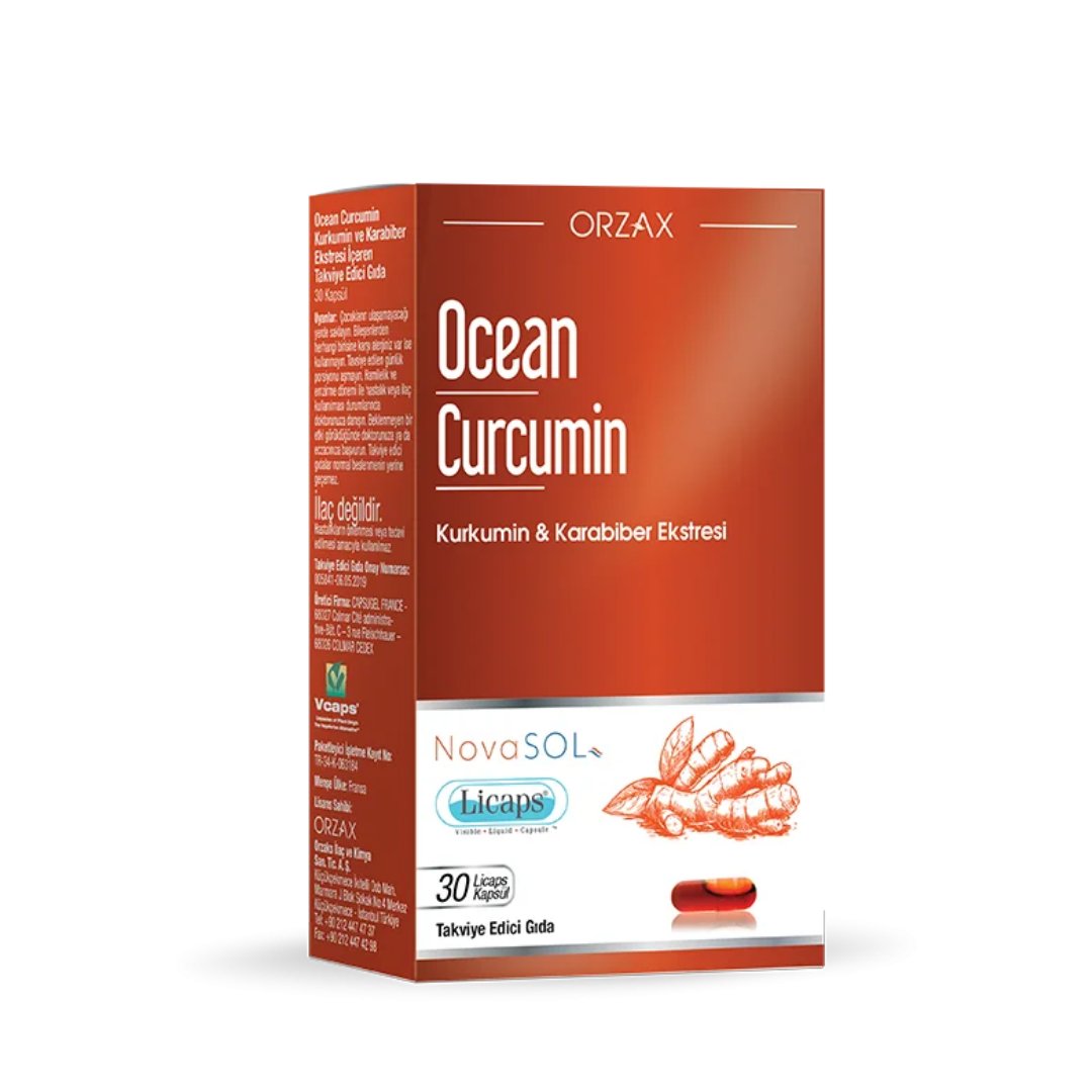 Orzax Ocean Curcumin Karabiber Ekstresi Takviye Edici Gıda 30 Kapsül - Orzax