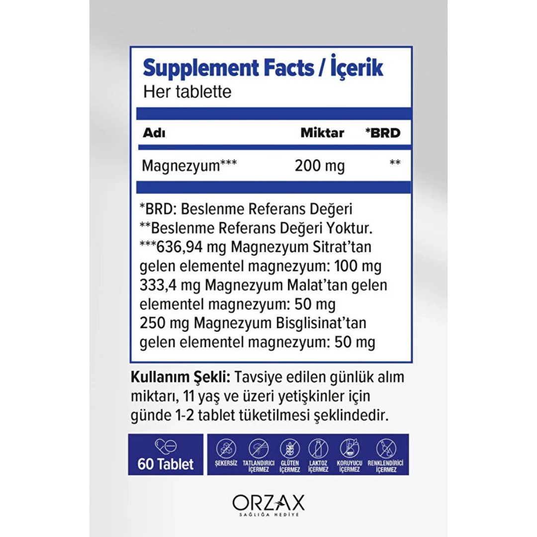 Orzax Ocean ExtraMag Üçlü Magnezyum Kombinasyonu 60 Tablet - orzax
