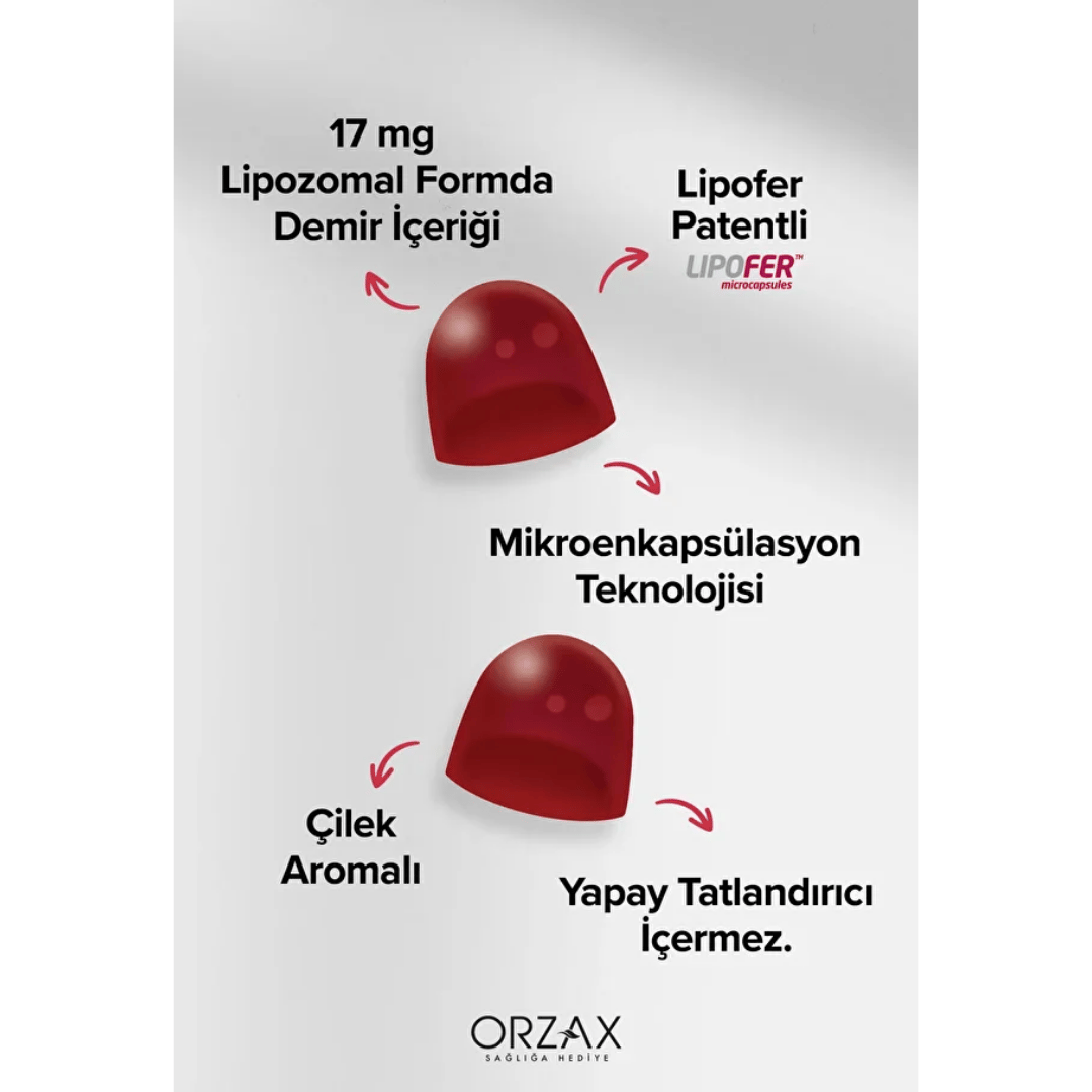 Orzax Ocean Gummies Iron Extra Demir İçeren Takviye Edici Gıda 60 Adet Çiğnenebilir Jel Form - orzax