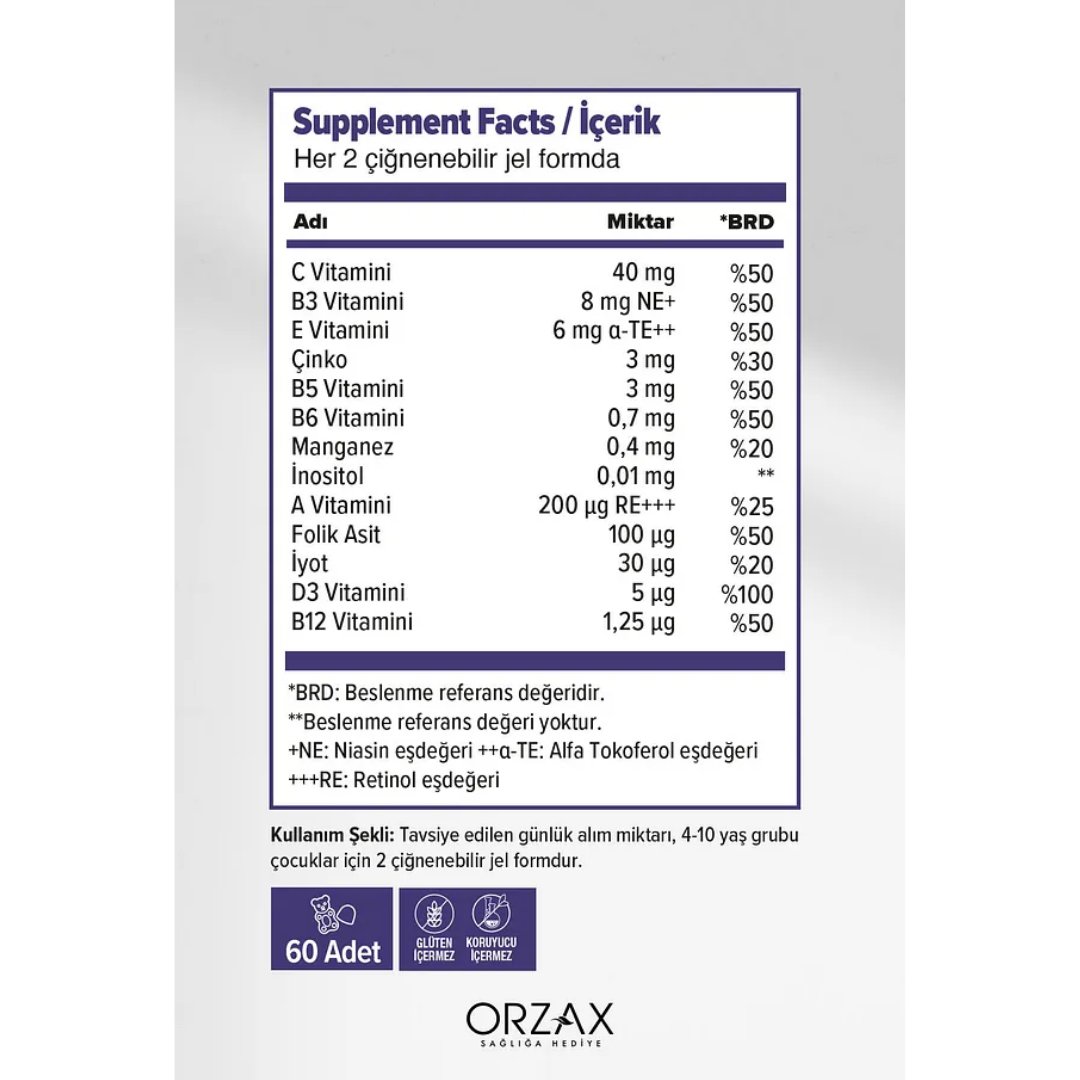 Orzax Ocean Gummies Multivitamin Kids Çiğnenebilir Jel 60 Tablet 2. %50 indirimli - orzax