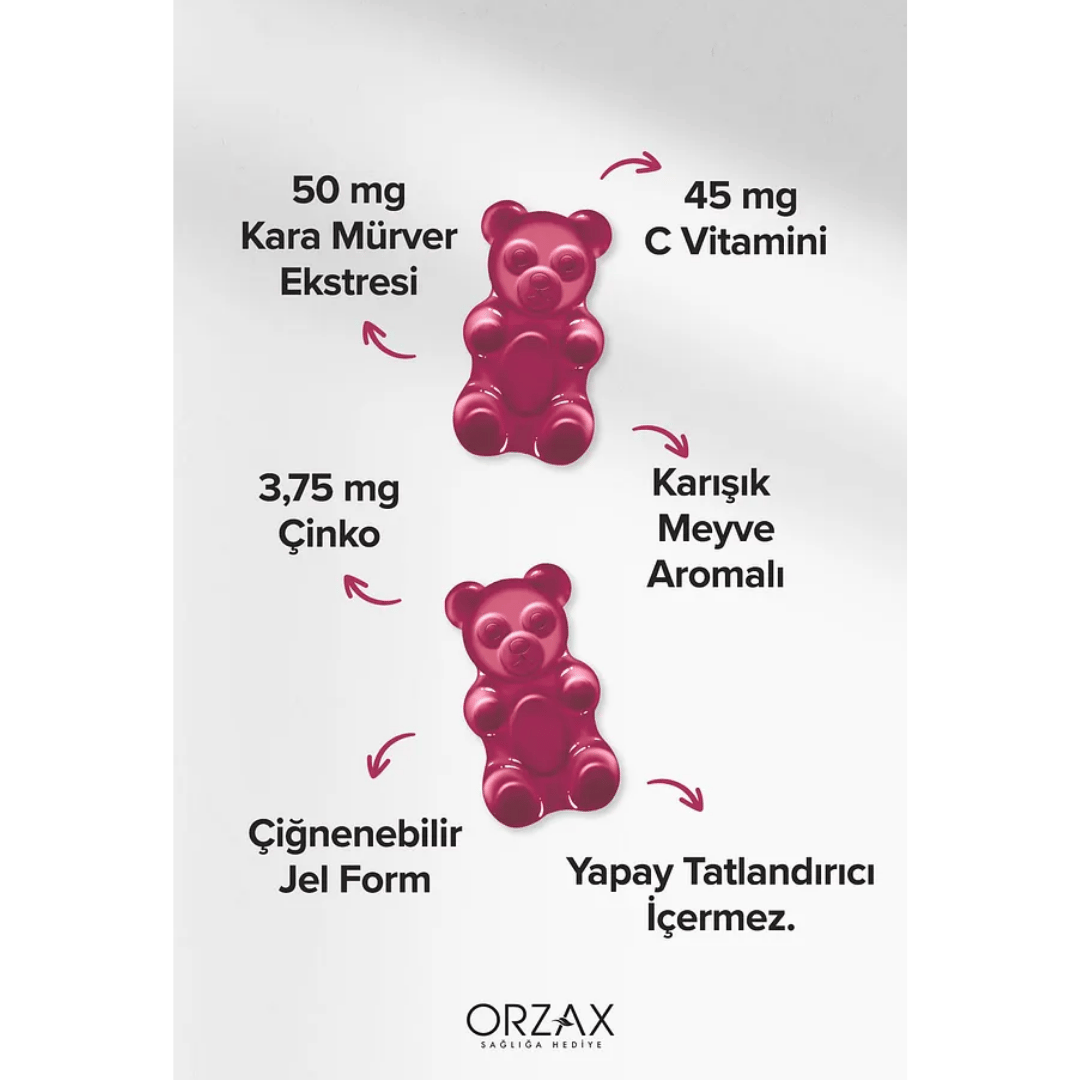 Orzax Ocean Gummies Sambucus Kids Çiğnenebilir Jel Form 60 Tablet - Orzax