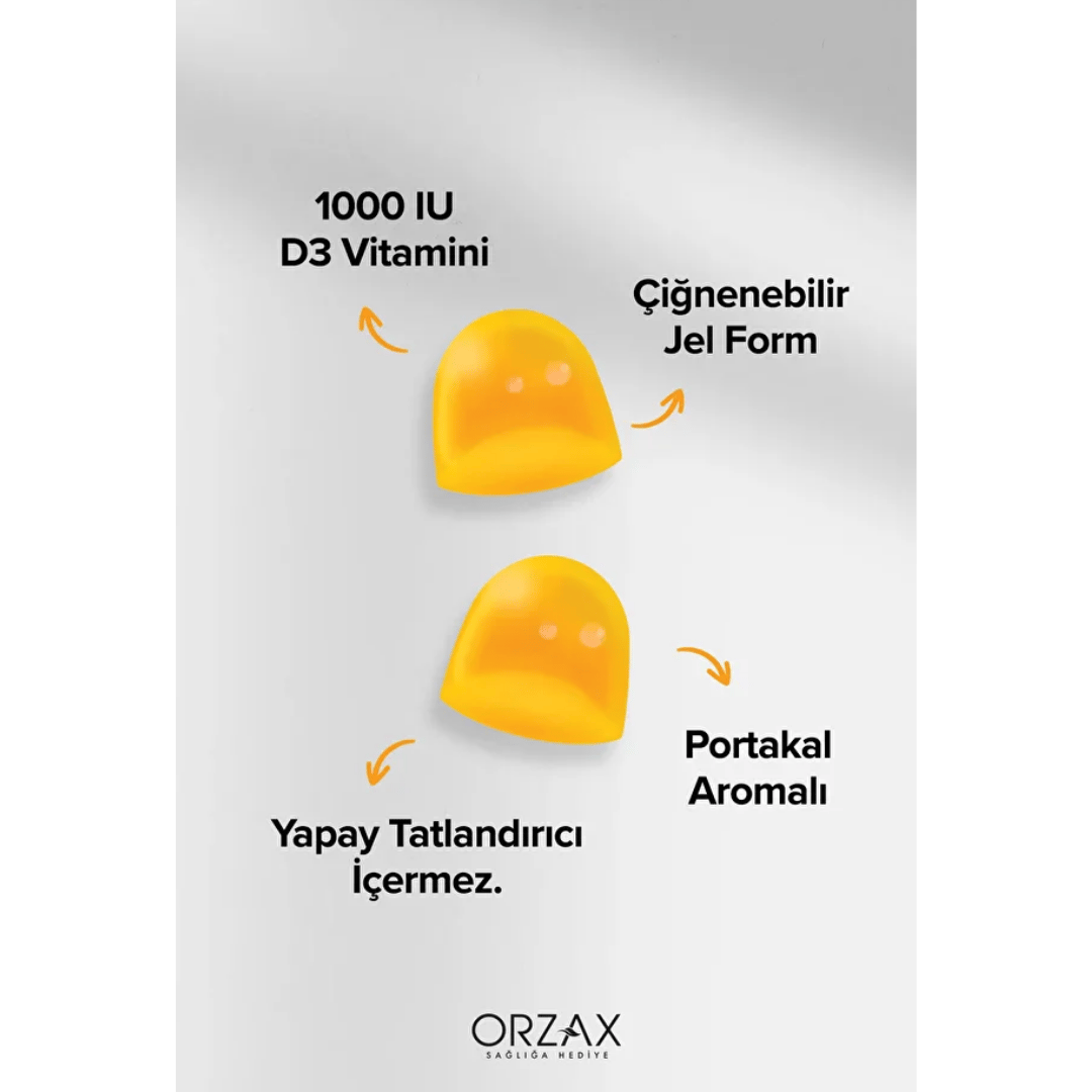 Orzax Ocean Gummies Vitamin D3 1000 IU D3 Vitamini İçeren Takviye Edici Gıda 60 Adet - orzax