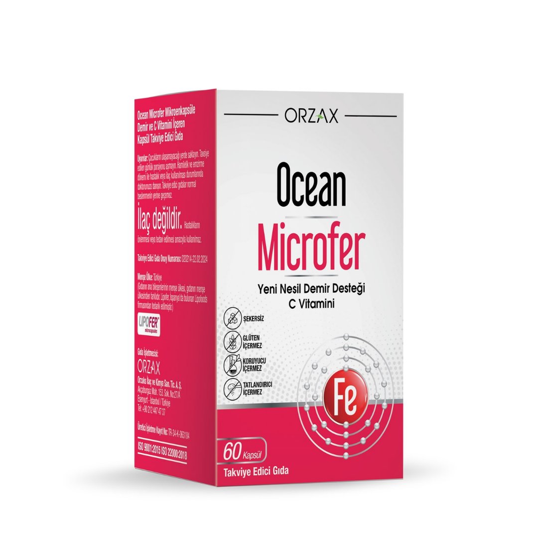 Orzax Ocean Microfer Demir ve C Vitamini 60 Kapsül - orzax