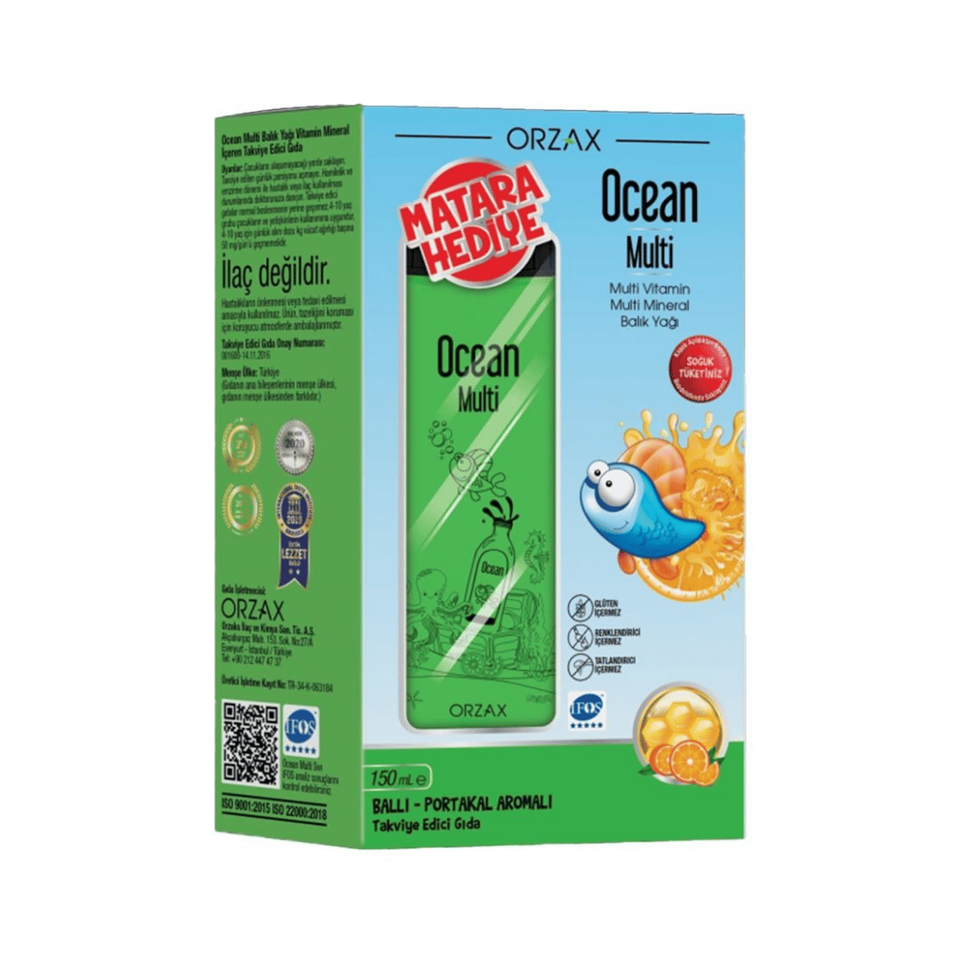 Orzax Ocean Multi Şurup Ballı ve Portakal Aromalı 150 ml Matara Hediyeli - orzax