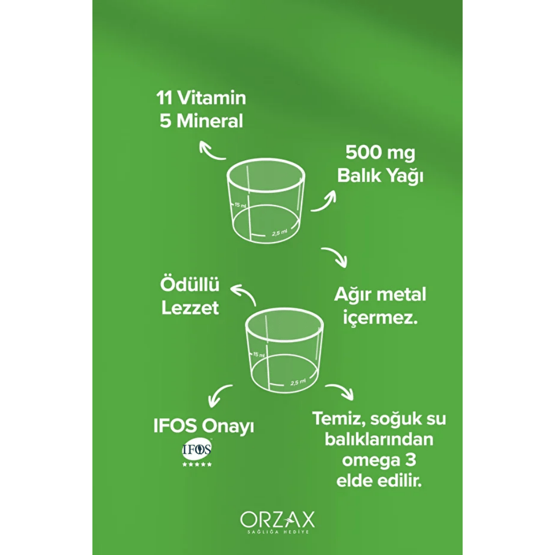 Orzax Ocean Multi Şurup Ballı ve Portakal Aromalı 150 ml Matara Hediyeli - orzax