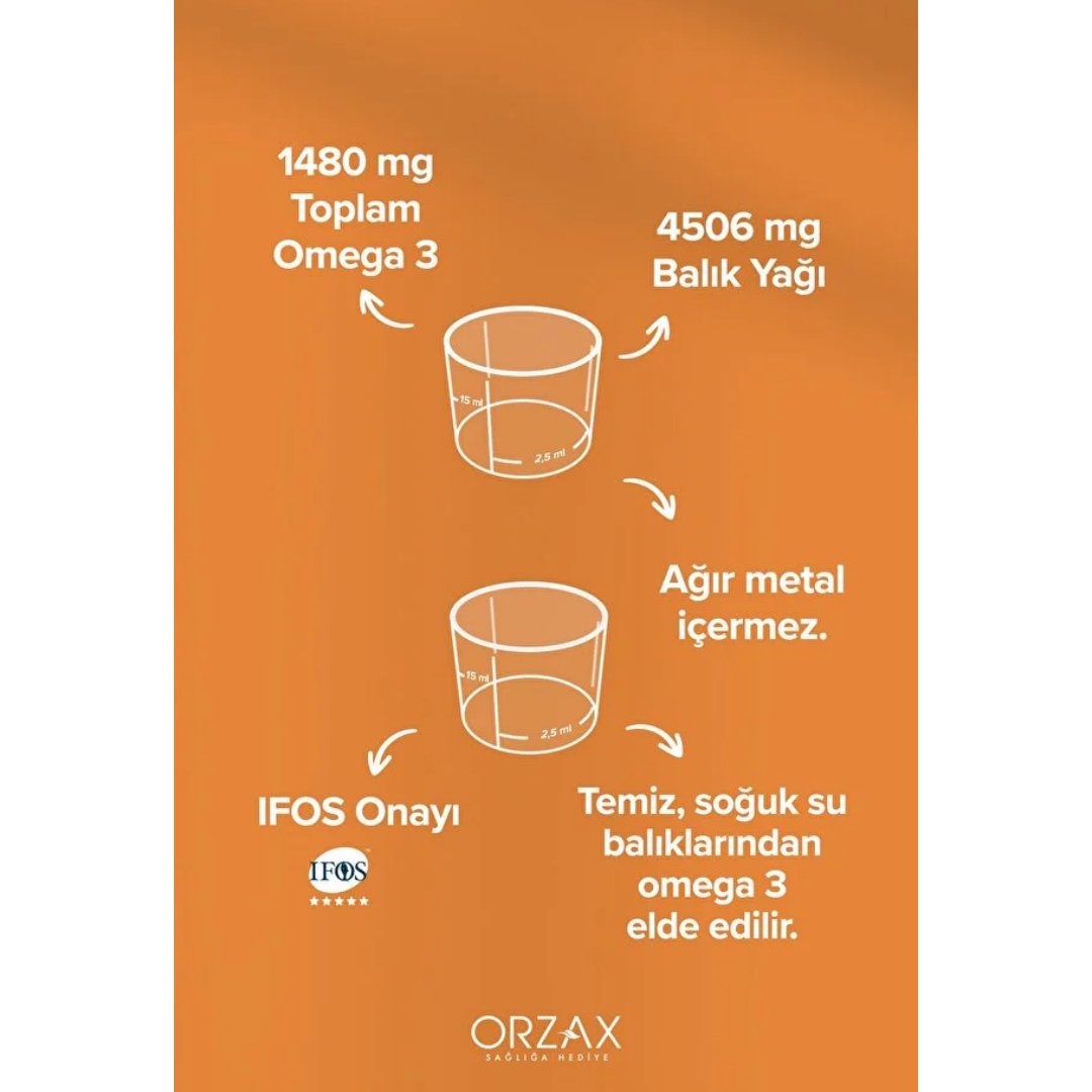 Orzax Ocean Omega3 Şurup 150 ml - Portakal - Orzax