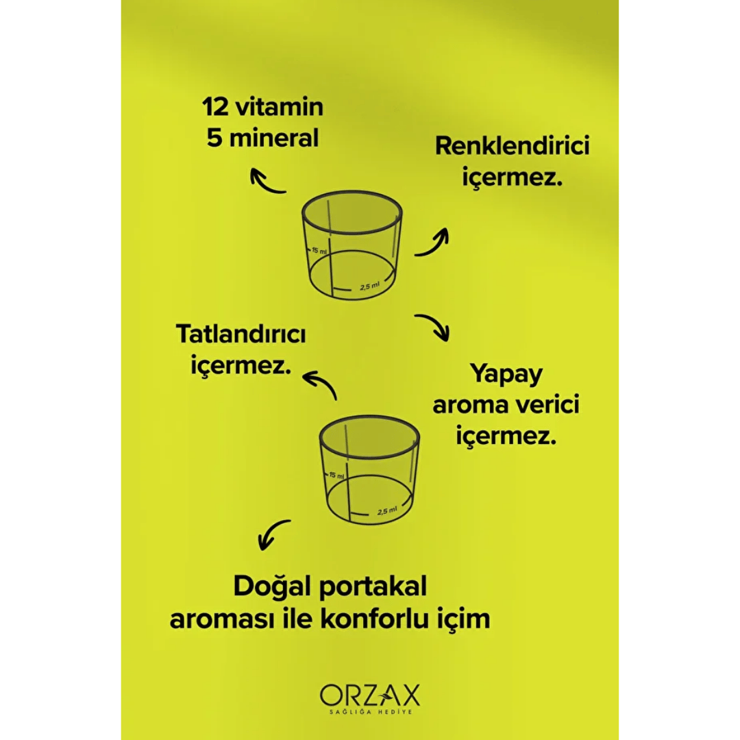 Orzax Ocean Vitamin Mineral - Portakal Aromalı 150ml - Orzax