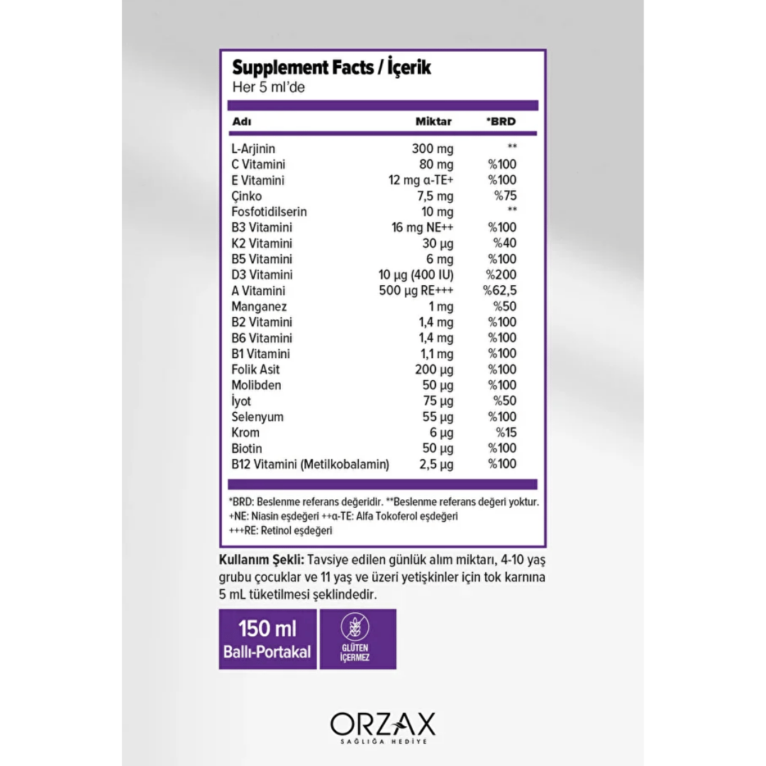 Orzax Ocean VM Arginin PS Takviye Edici Gıda 150 ml - orzax