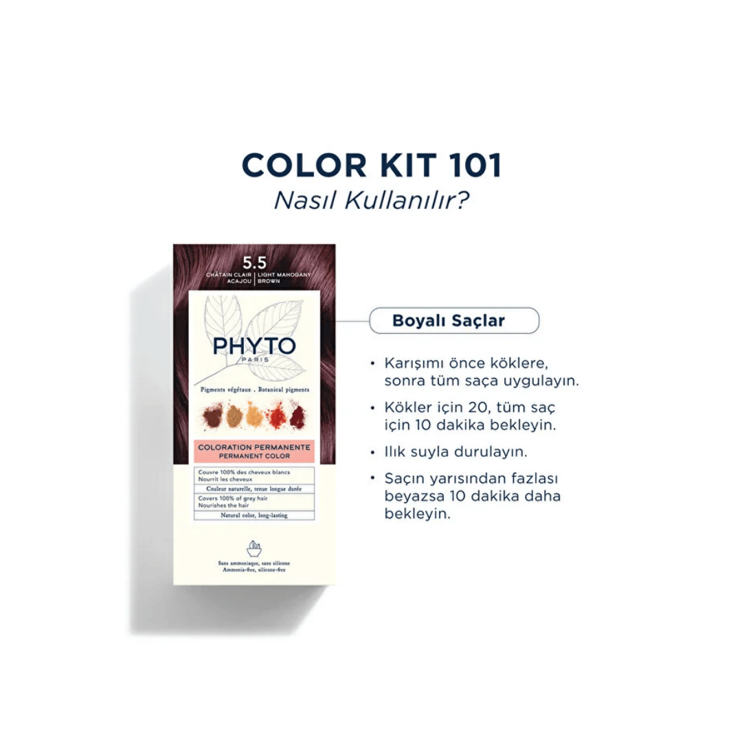 Phyto Color 5.5 Açık Kestane Akaju Amonyaksız Kalıcı Bitkisel Saç Boyası - Phyto