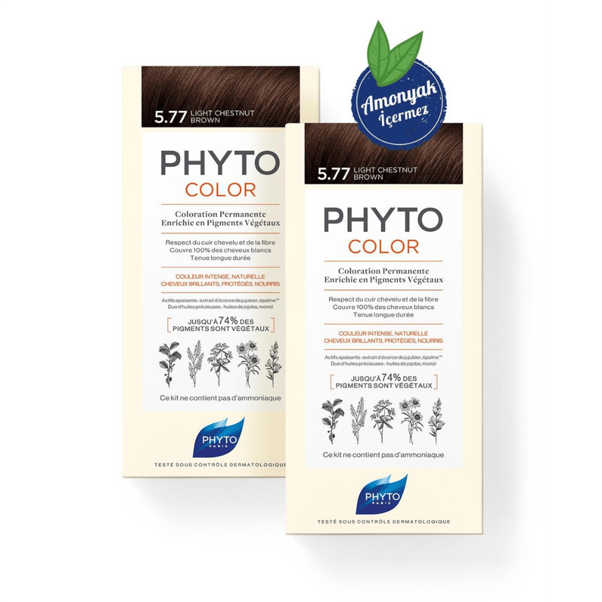 Phyto Color 5.7 Açık Kestane Bakır Amonyaksız Kalıcı Bitkisel Saç Boyası Ikili Avantaj Set  - Phyto