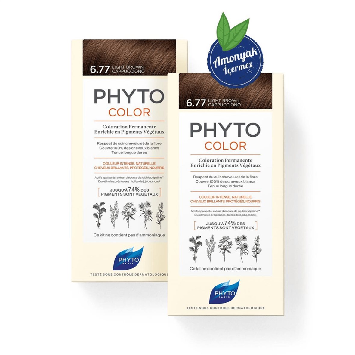 Phyto Phytocolor 6.77 Cappucino Kahve Amonyaksız Kalıcı Bitkisel Saç Boyası İkili Avantaj Set - Phyto