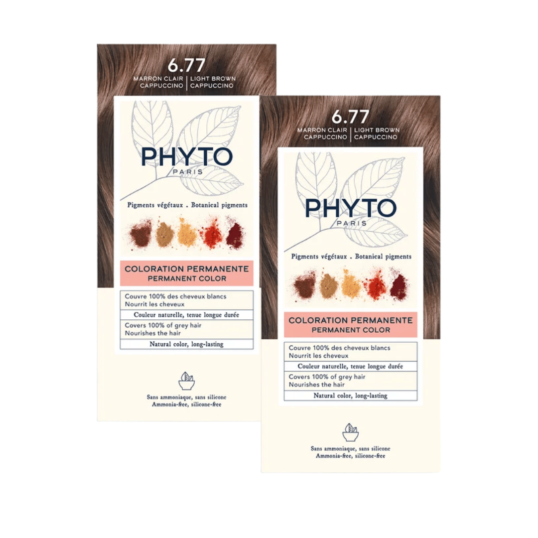 Phyto Phytocolor 6.77 Cappucino Kahve Amonyaksız Kalıcı Bitkisel Saç Boyası İkili Avantaj Set - Phyto