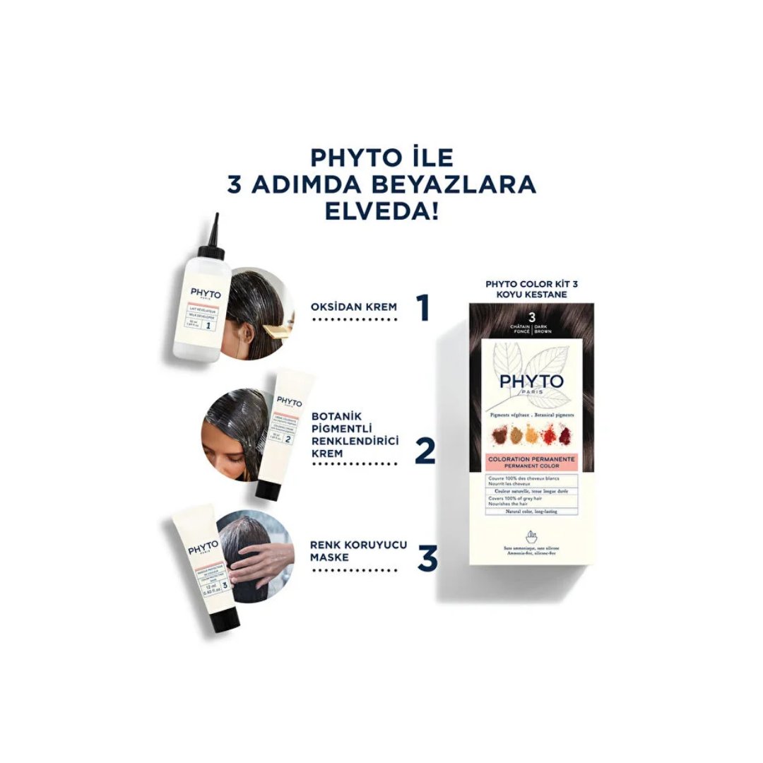Phyto Phytocolor Bitkisel Saç Boyası - 3 Koyu Kestane - Phyto