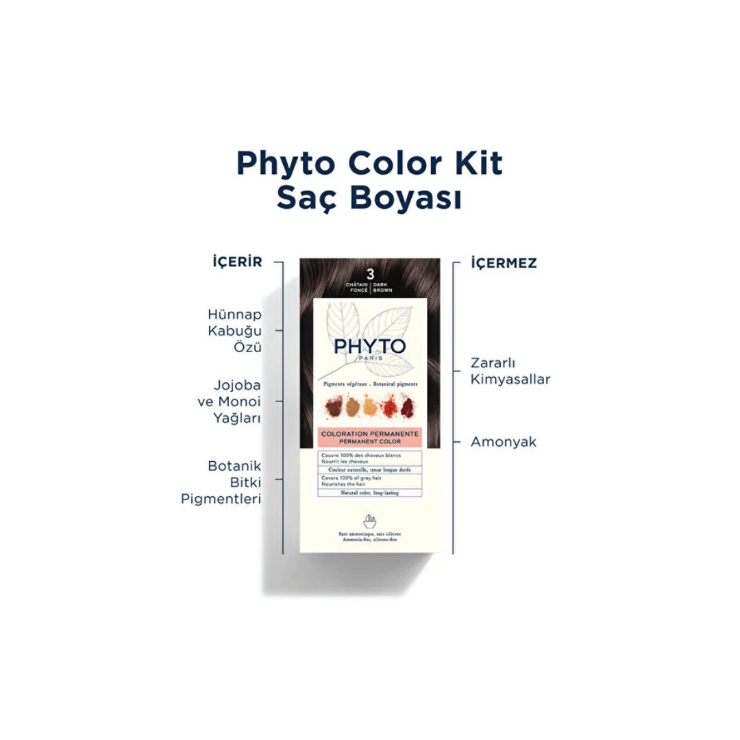 Phyto Phytocolor Bitkisel Saç Boyası - 3 Koyu Kestane - Phyto