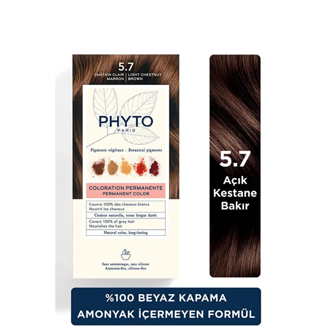 Phyto Phytocolor Bitkisel Saç Boyası - 5.7 Açık Kestane Bakır Yeni Formül - Phyto
