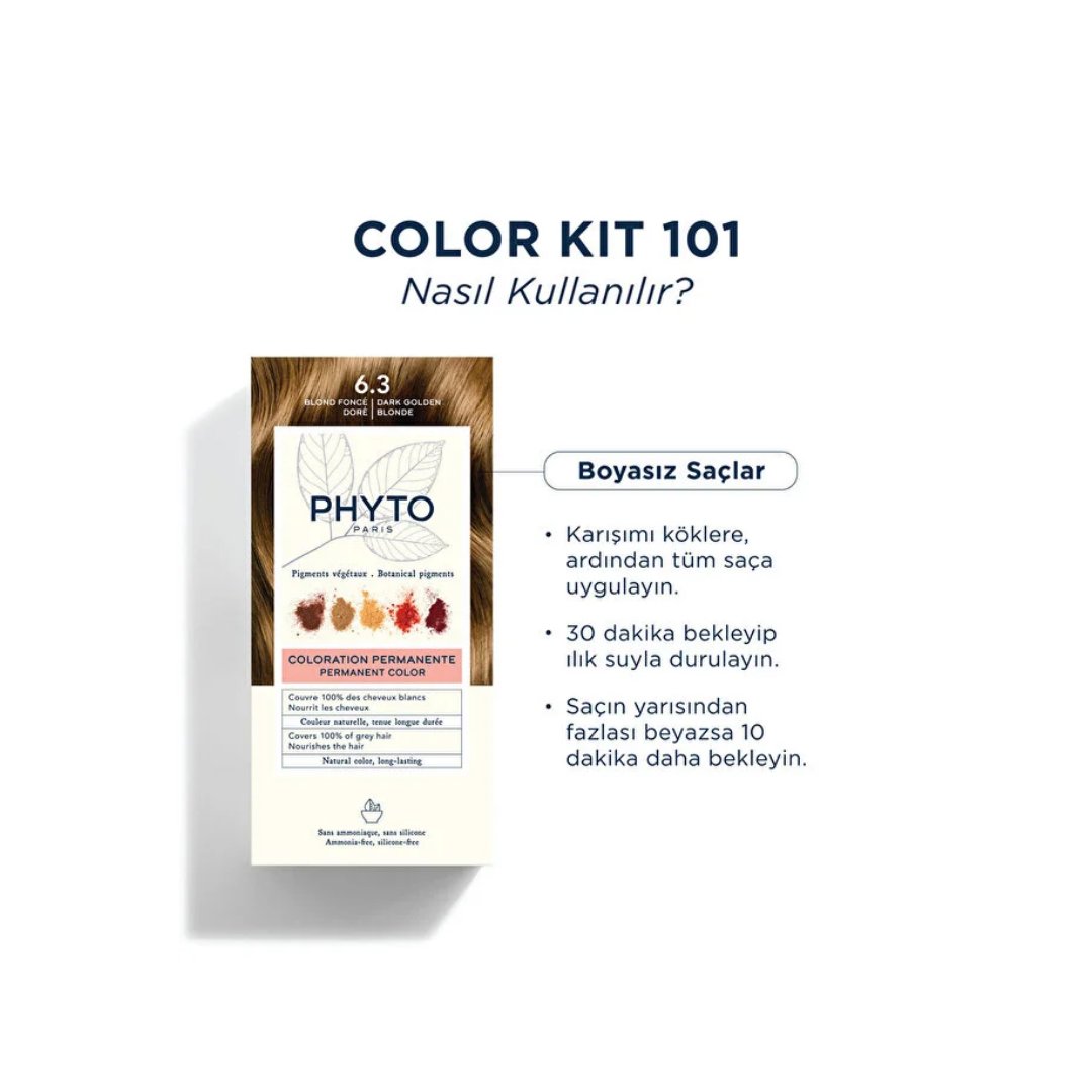 Phyto Phytocolor Bitkisel Saç Boyası - 6.3 Koyu Kumral Dore Yeni Formül - Phyto