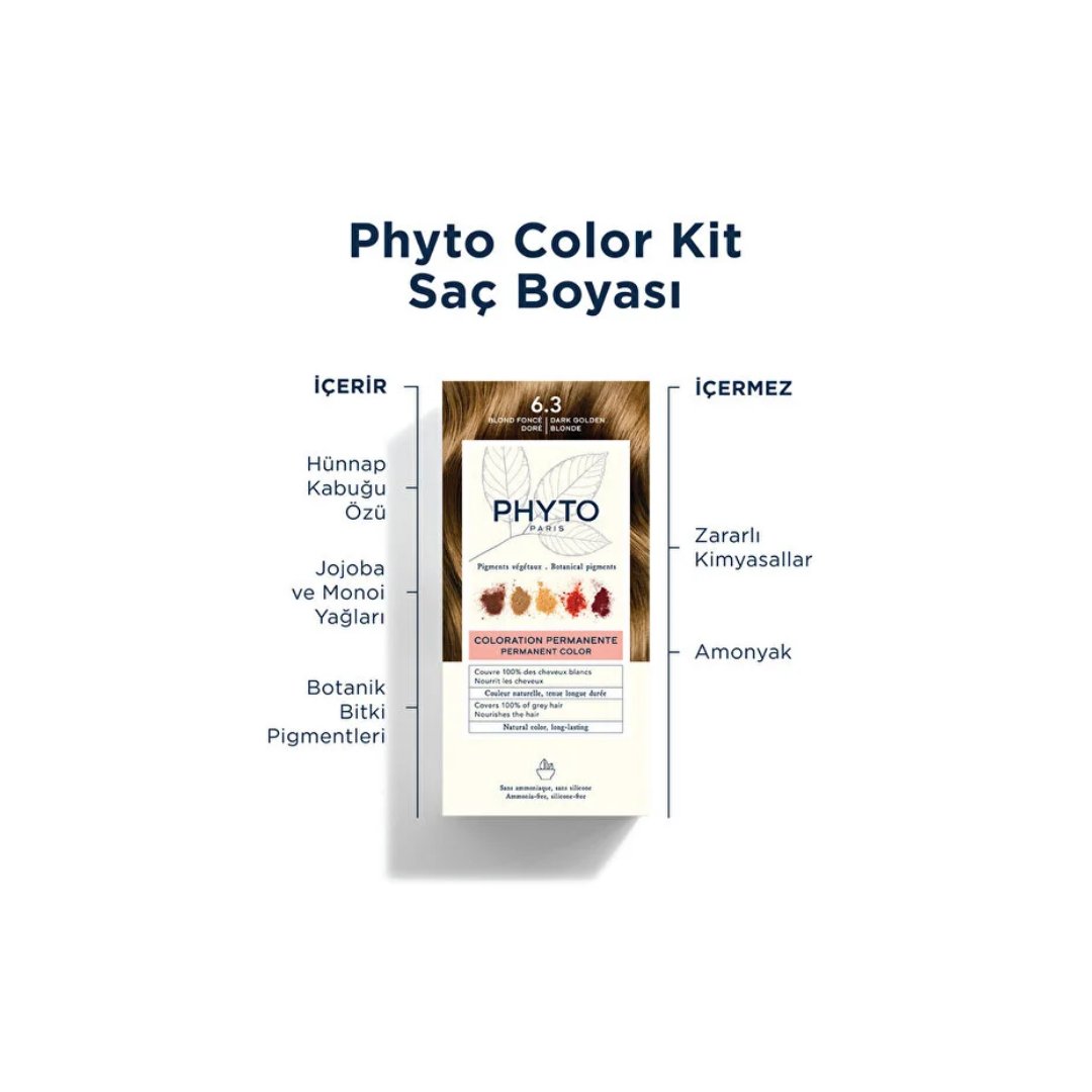 Phyto Phytocolor Bitkisel Saç Boyası - 6.3 Koyu Kumral Dore Yeni Formül - Phyto