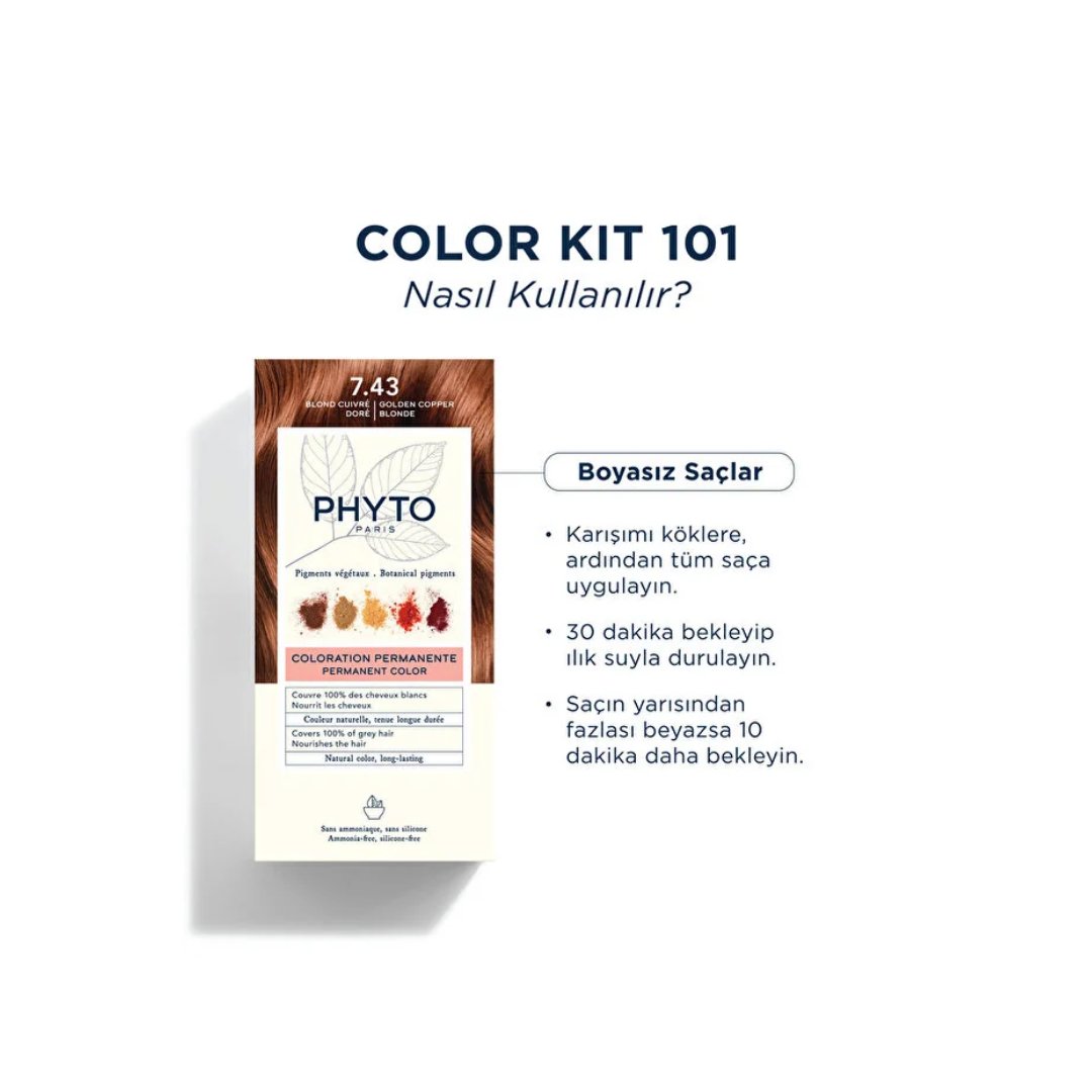 Phyto Phytocolor Bitkisel Saç Boyası 7.43 - Kumral Bakır Dore Yeni Formül - Phyto