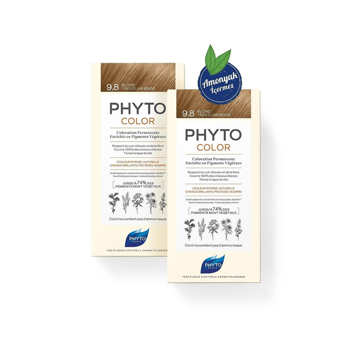 Phytocolor 9.8 Açık Sarı Bej Amonyaksız Kalıcı Bitkisel Saç Boyası İkili Avantaj Set - Phyto