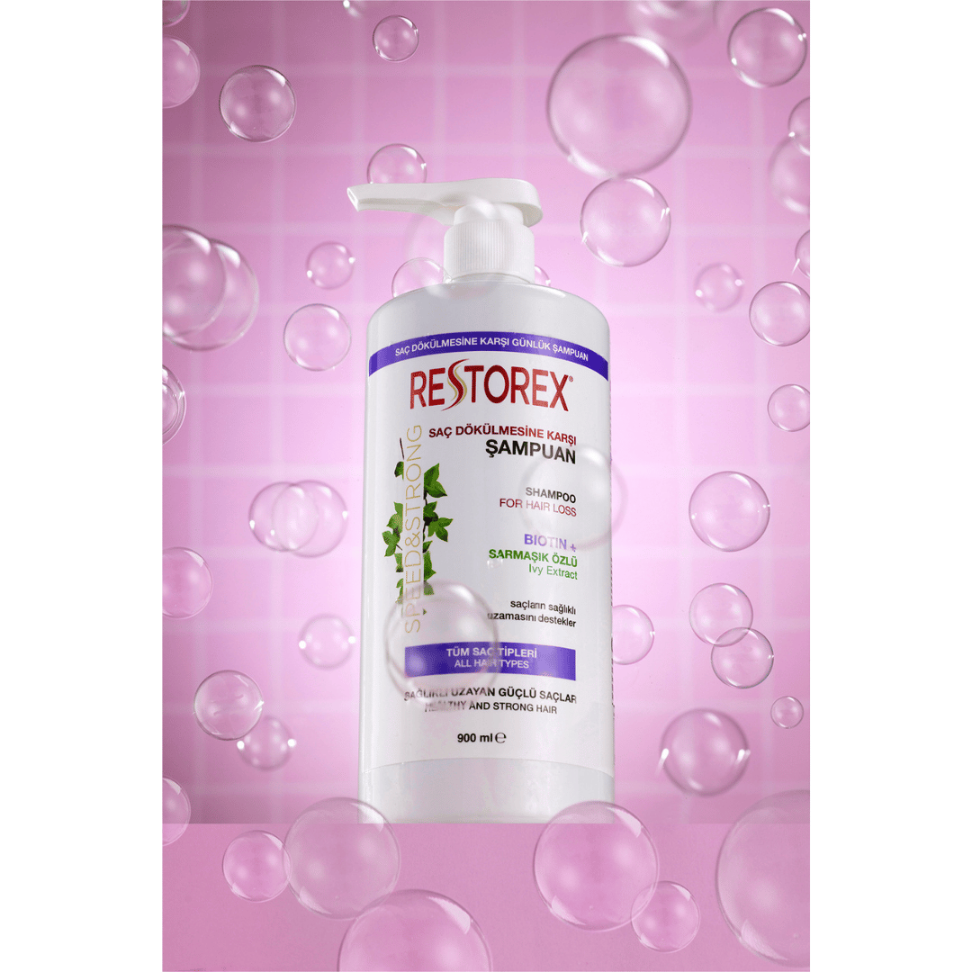Restorex Saç Dökülmesine Karşı Şampuan 900 ml - Sağlıklı Uzama Etkili - Restorex