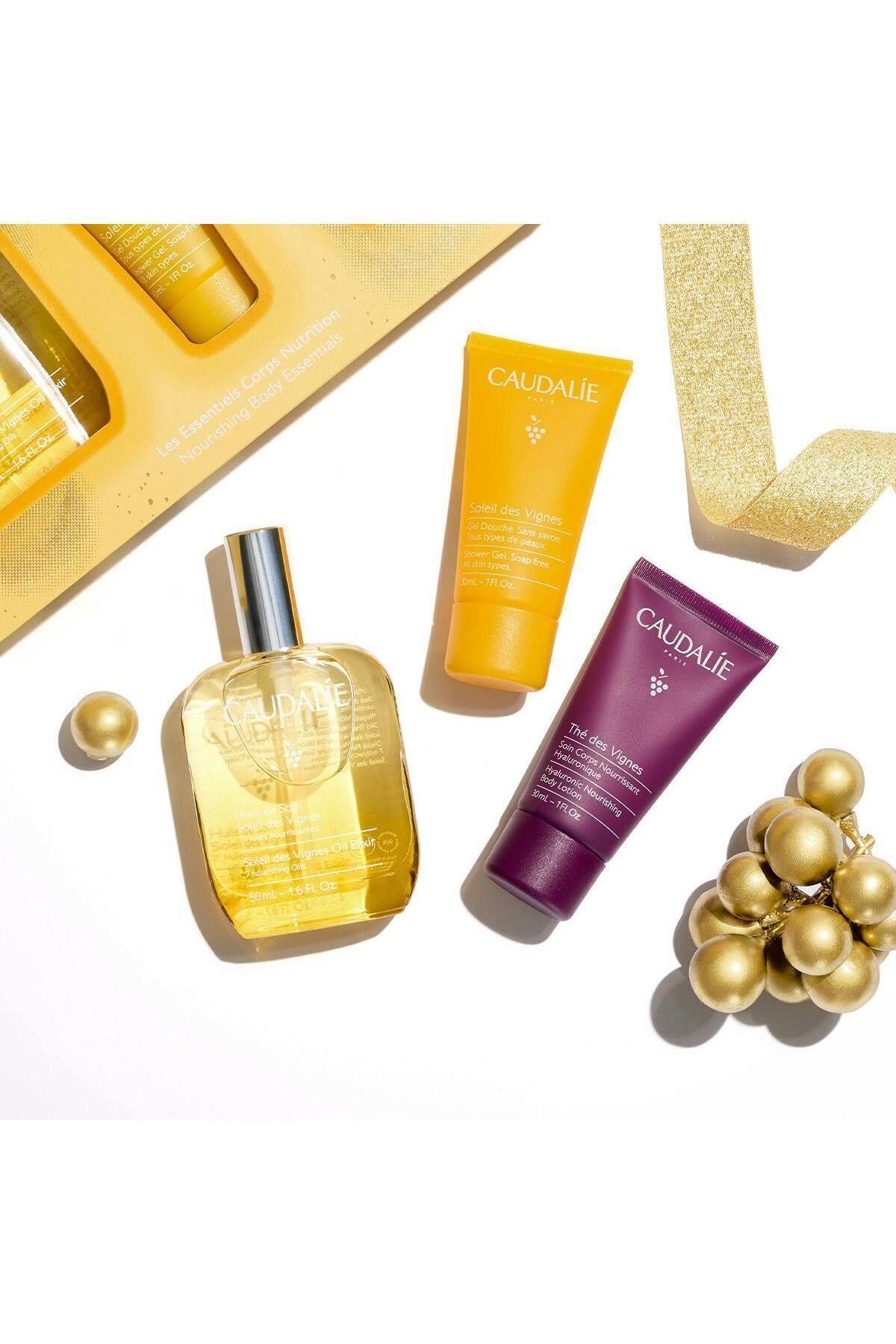 Soleil des Vignes Elixir Yağ Seti-Elixir Yağ 50ml+Duş Jeli 30ml+Vücut Losyonu 30ml - Caudalie