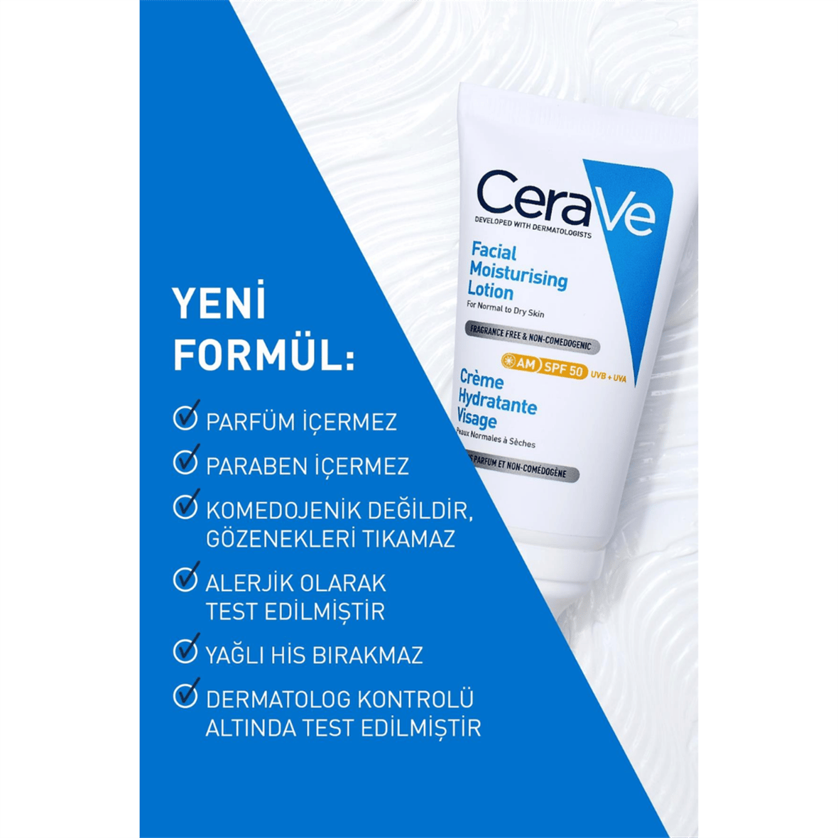 Spf50+ Güneş Korumalı Nemlendirici Yüz Kremi - Cerave