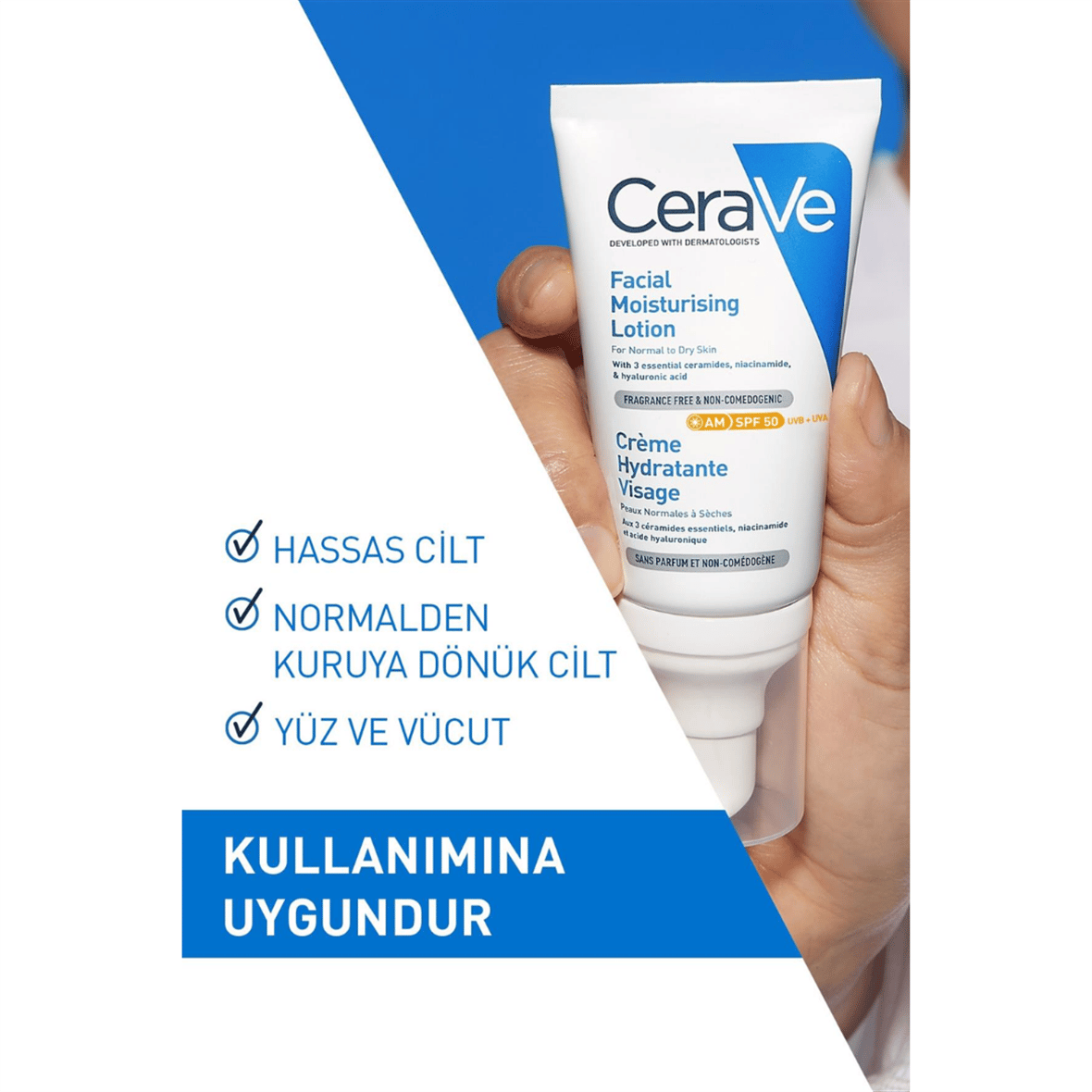 Spf50+ Güneş Korumalı Nemlendirici Yüz Kremi - Cerave