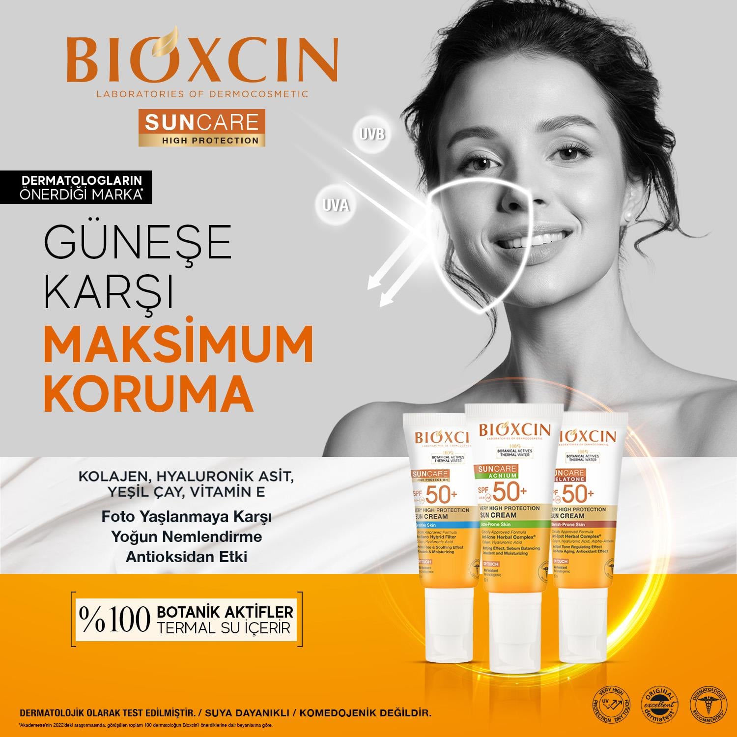 Sun Care Akneye Eğilimli Ciltler Için Güneş Kremi 50 Spf - Akne, Dry Touch, Mat - Bioxcin
