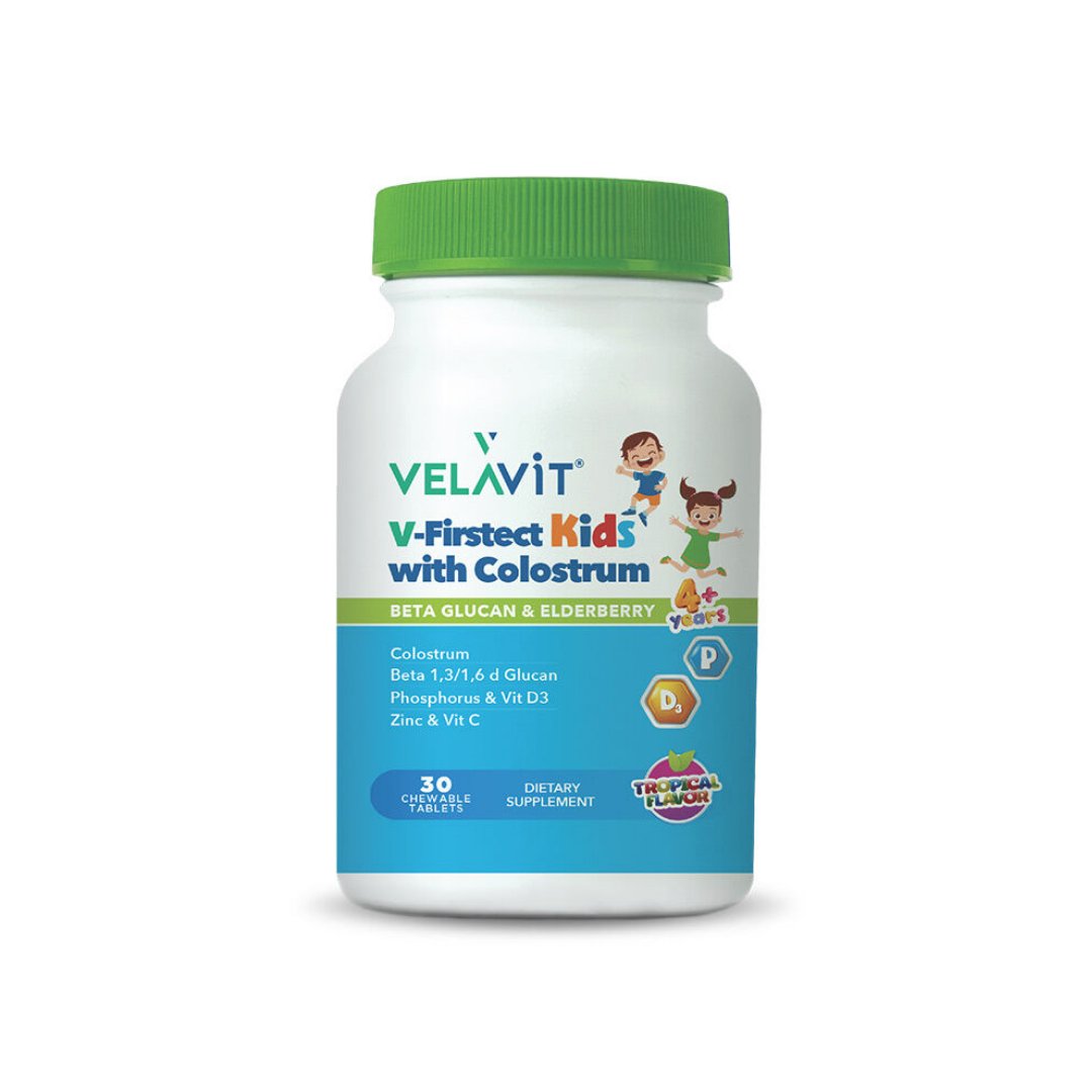 Velavit V-firstect Kids With Colostrum 30 Tablet Kolostrum,d3 Vitamini Ve Beta Glukan Içeren Gıda Takviyesi  - velavit