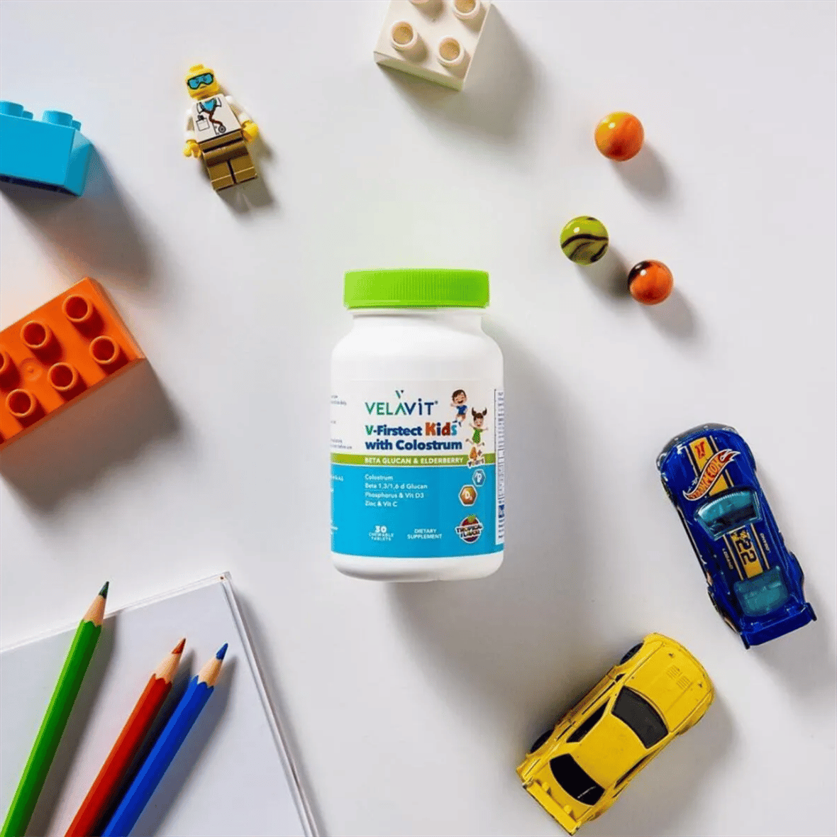 Velavit V-firstect Kids With Colostrum 30 Tablet Kolostrum,d3 Vitamini Ve Beta Glukan Içeren Gıda Takviyesi  - velavit