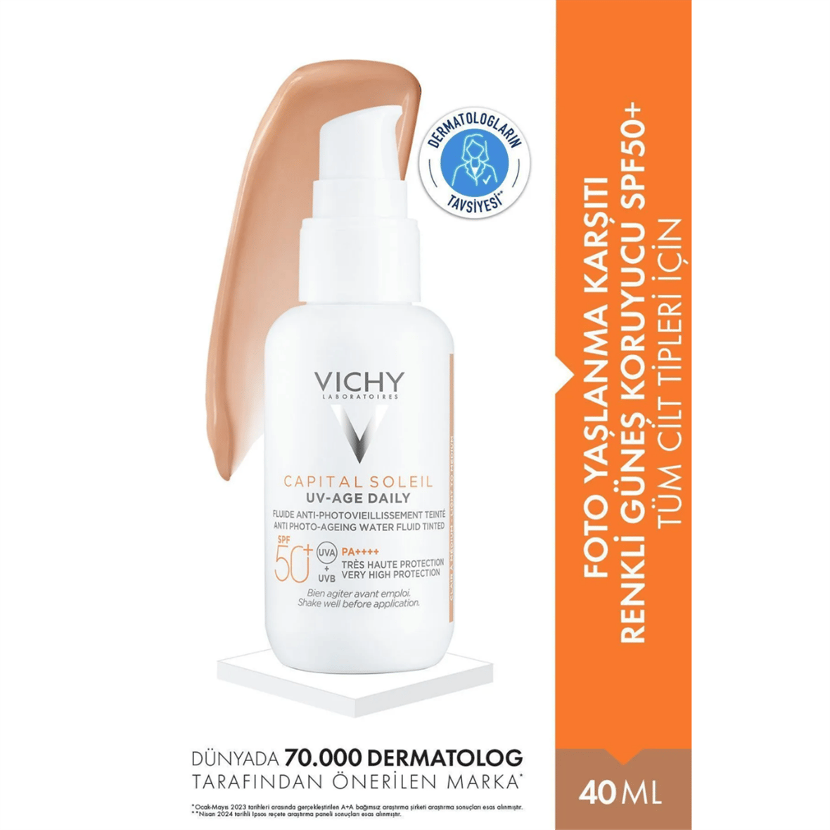 Vichy Capital Soleil UV Yaşlanma Karşıtı Güneş Kremi SPF 50 40 ml - Renkli - Vichy