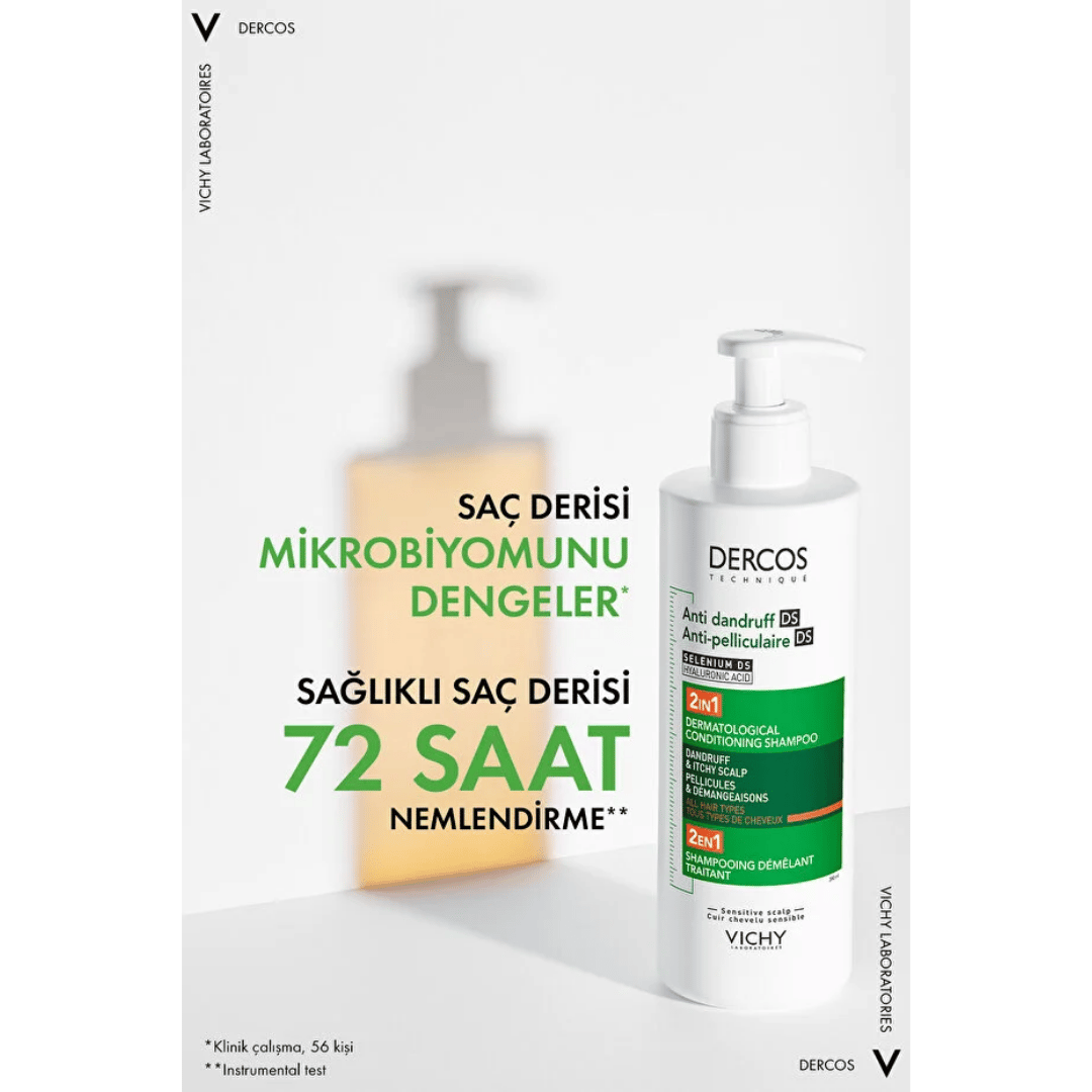 Vichy Dercos 2'si 1 Arada Kepek Karşıtı & Nemlendirici Şampuan 390ml - Vichy