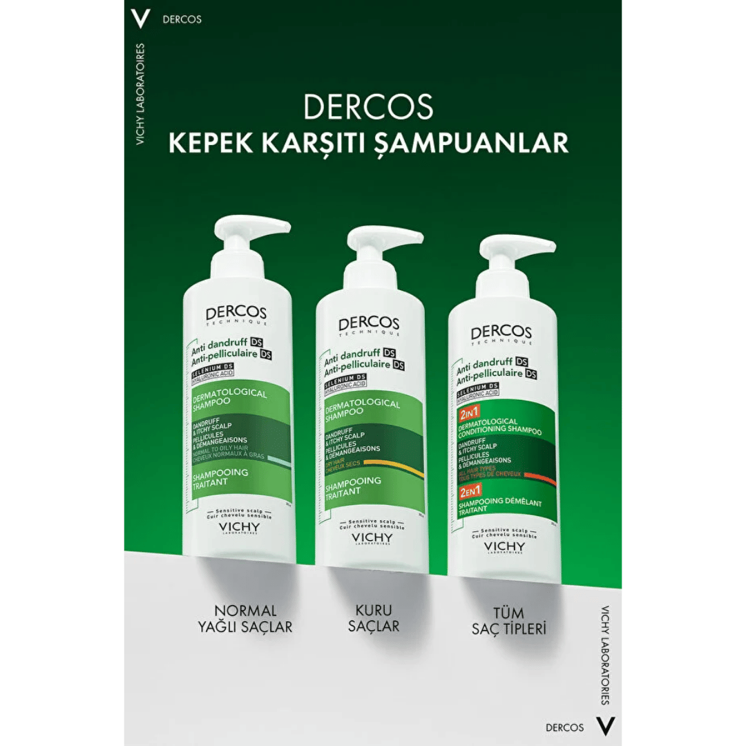 Vichy Dercos 2'si 1 Arada Kepek Karşıtı & Nemlendirici Şampuan 390ml - Vichy