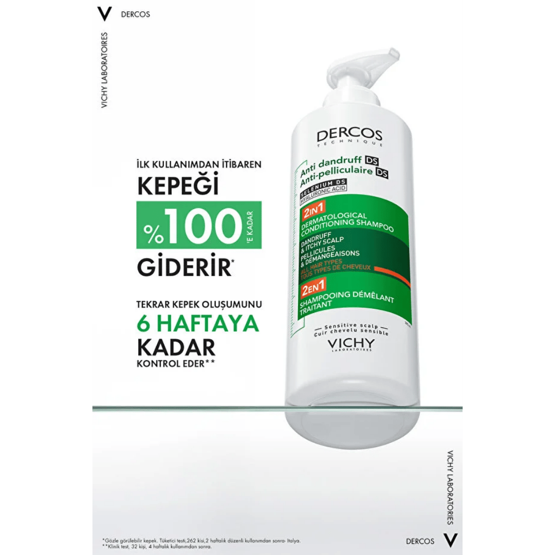 Vichy Dercos 2'si 1 Arada Kepek Karşıtı & Nemlendirici Şampuan 390ml - Vichy