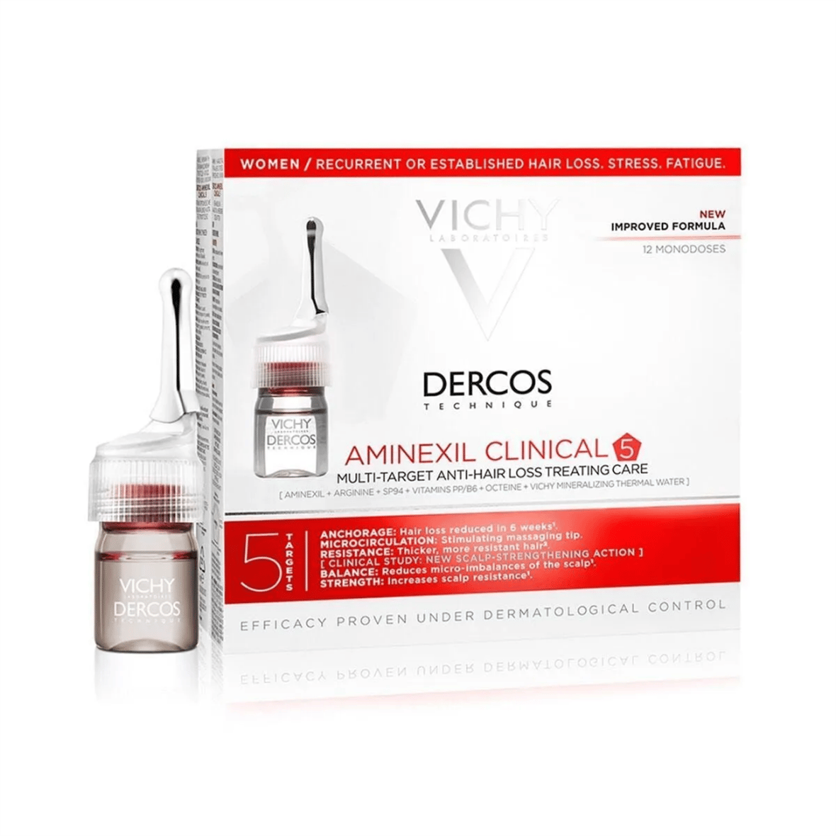 Vichy Dercos Aminexil Clinical 5 21x6ml - Kadınlar için Saç Dökülmesine Karşı Serum - Vichy